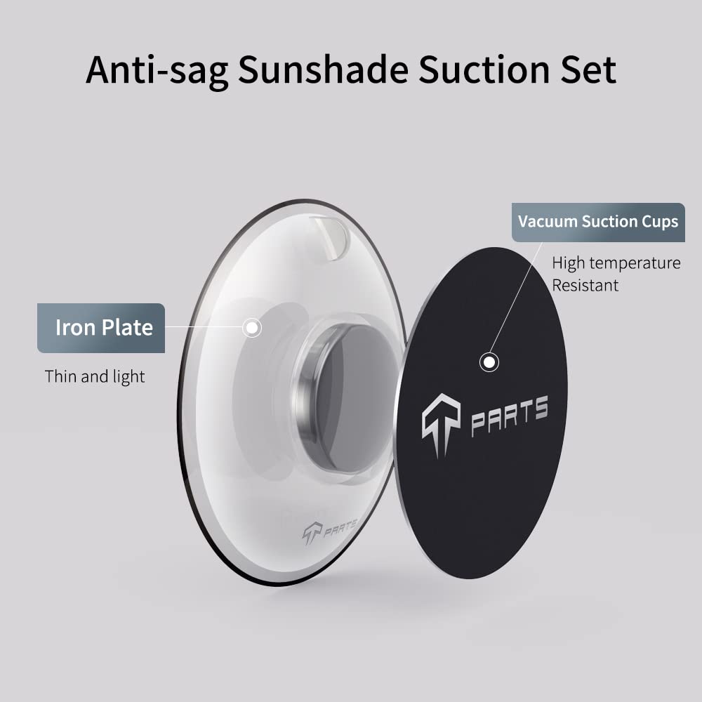 TPARTS Tesla Sunroof Sunshade Suction Set - 2 Pack | UV Protection & Heat Reduction for Model 3/Y/S/X | Perfect for Summer Driving & Parking