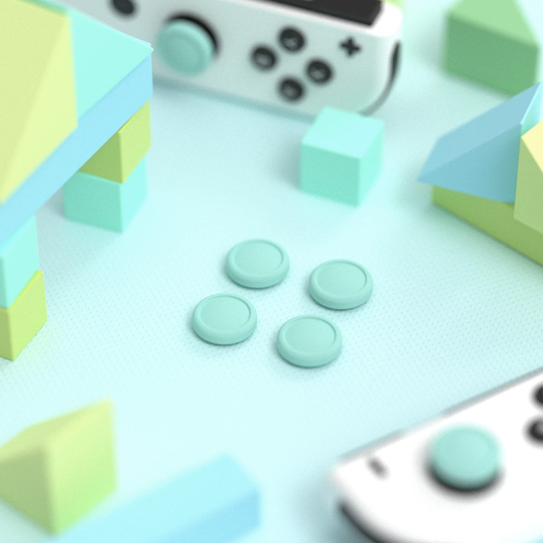 eXtremeRate PlayVital Silicone Joystick Caps for Nintendo Switch, Switch Lite & Switch OLED - Anti-Slip Thumb Grip Covers (Misty Green) - Perfect for Gaming, Travel & Long Play Sessions