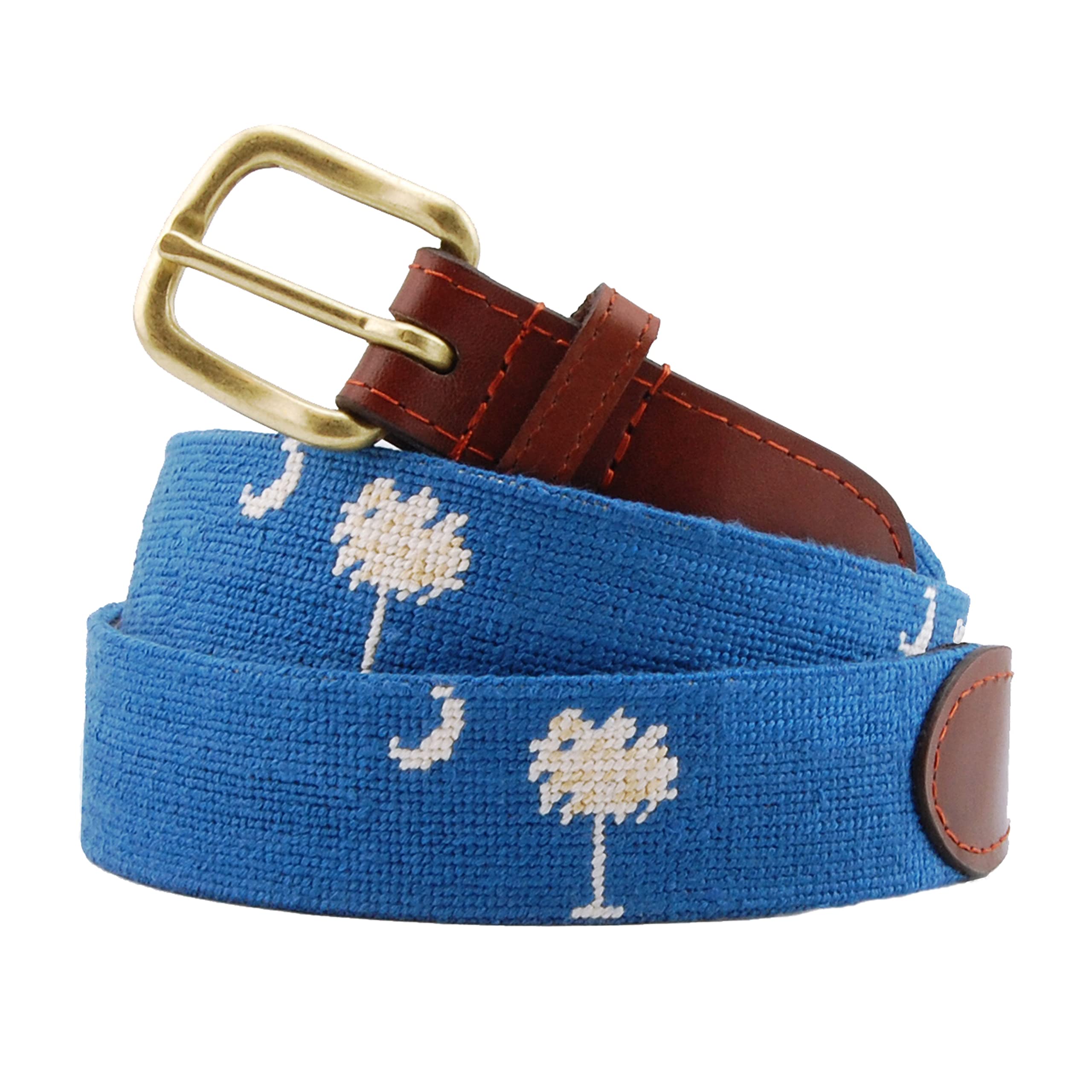 Smathers & Branson Blue South Carolina Flag Needlepoint Belt - Perfect for Southern Style, Gameday & Preppy Fashion