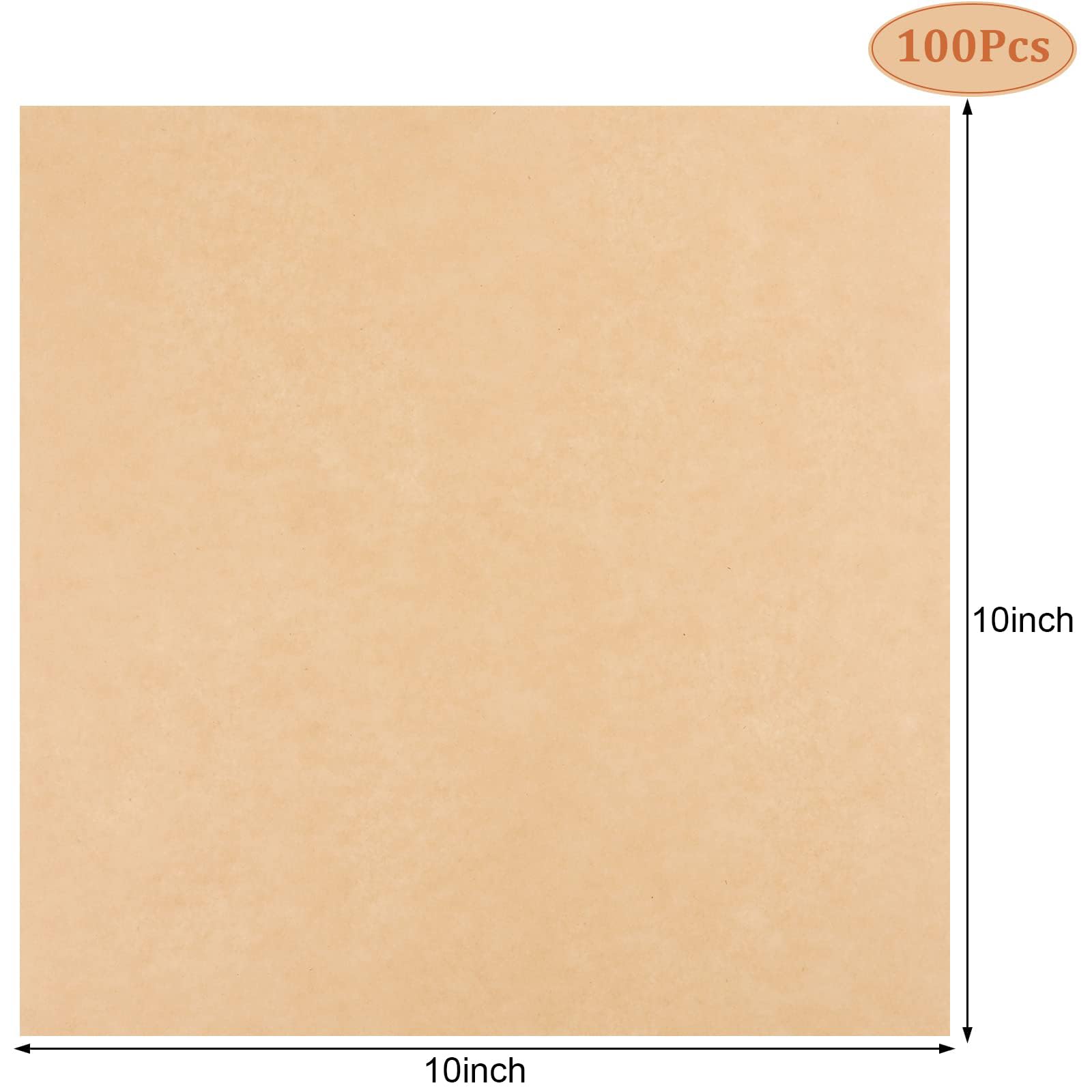 100Pcs Unbleached Sandwich Wrapping Paper - Eco-Friendly Wax Paper Sheets for Food, Greaseproof & Non-Stick Baking Parchment Paper - Pre-Cut for Bread, Burgers, Baskets & Meal Prep - Perfect for Picnics, BBQs & Food Storage (Pure Brown)