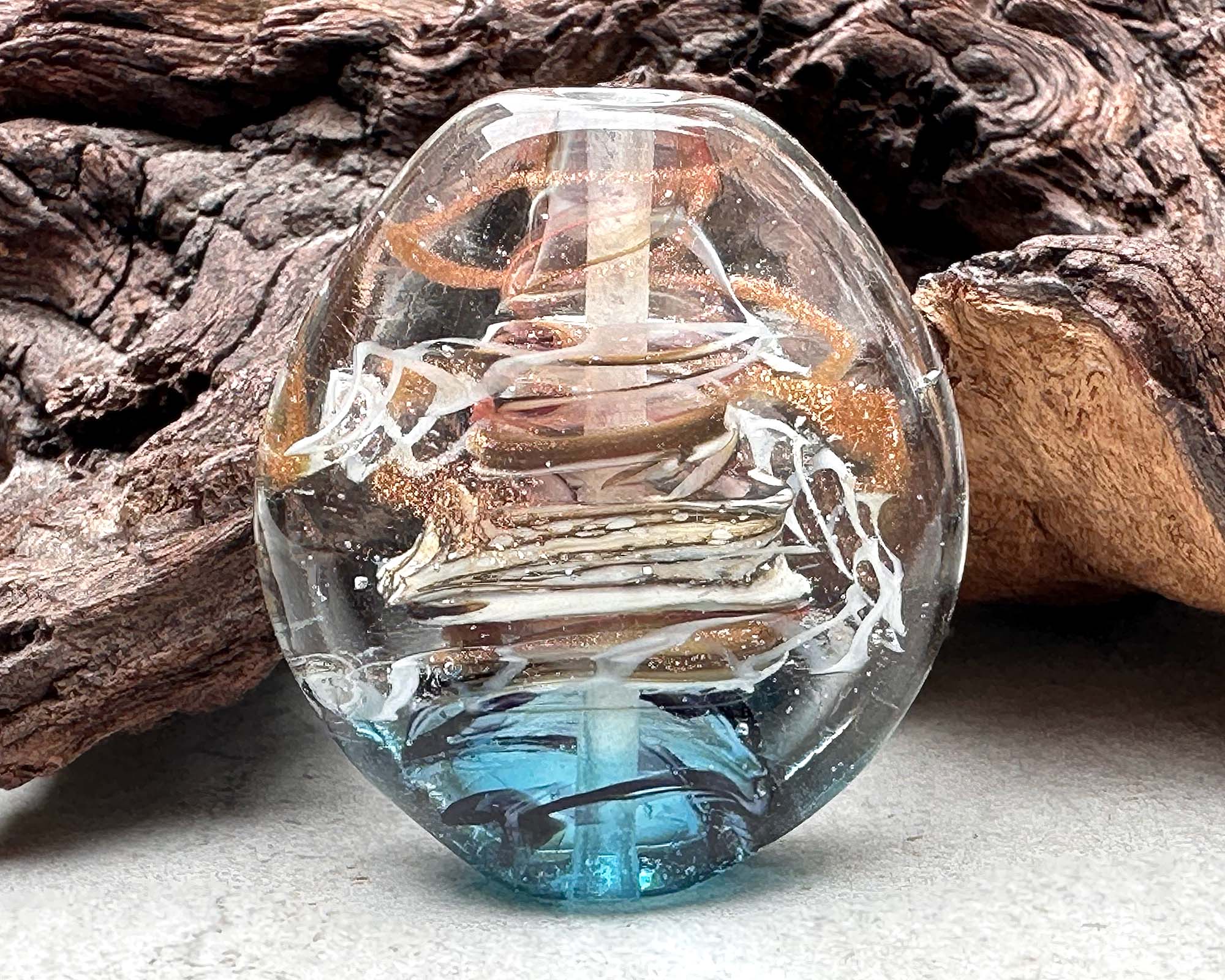 Aqua Bay Swirl Lampwork Glass Focal Bead - Handmade SRA Jewelry Bead for Necklaces, Bracelets & DIY Craft Projects - Perfect for Beading, Jewelry Making & Unique Gift Ideas