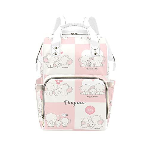 **Waterproof Elephant Patchwork Diaper Backpack - Personalized Baby Bag with Name, Nursing Tote for Moms, Baby Shower Gift for Women - Perfect for Travel, Park Outings & Daily Baby Care**