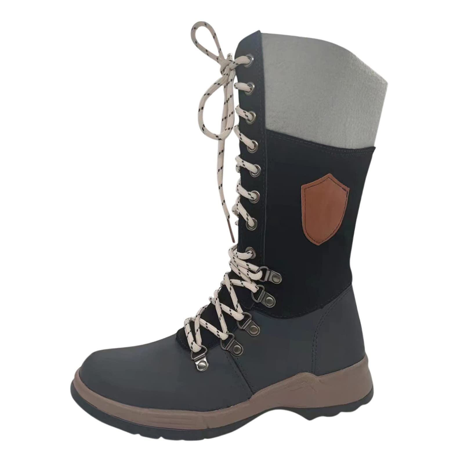 Women's Thermal Winter Snow Boots - Mid Calf Outdoor Combat Boots with Wide Width, Durable & Warm for Hiking, Snowy Weather (Black, Size 8) | Perfect for Winter Adventures, Snow Sports & Cold Weather Fashion