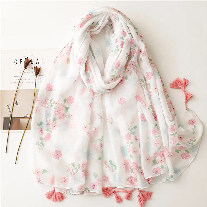 2023 Fashion Paisley Abstract Floral Tassel Viscose Shawl Scarf - Women's Lightweight Pashmina Wrap Stole & Muslim Hijab (180x90cm) - Perfect for Daily Wear, Office, Parties & Prayer