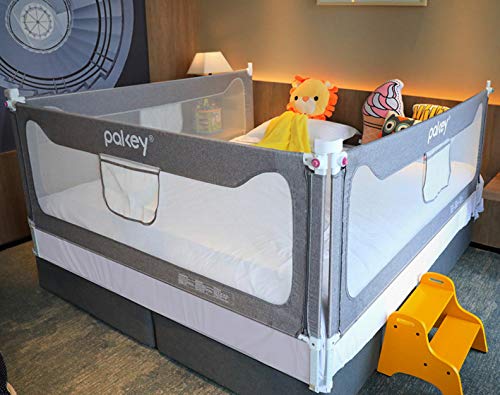 3-Piece Collapsible Bed Rail Guard for Toddlers & Kids - Queen Size, Gray | Safe & Portable Bedside Protection for Baby, Travel & Home Use