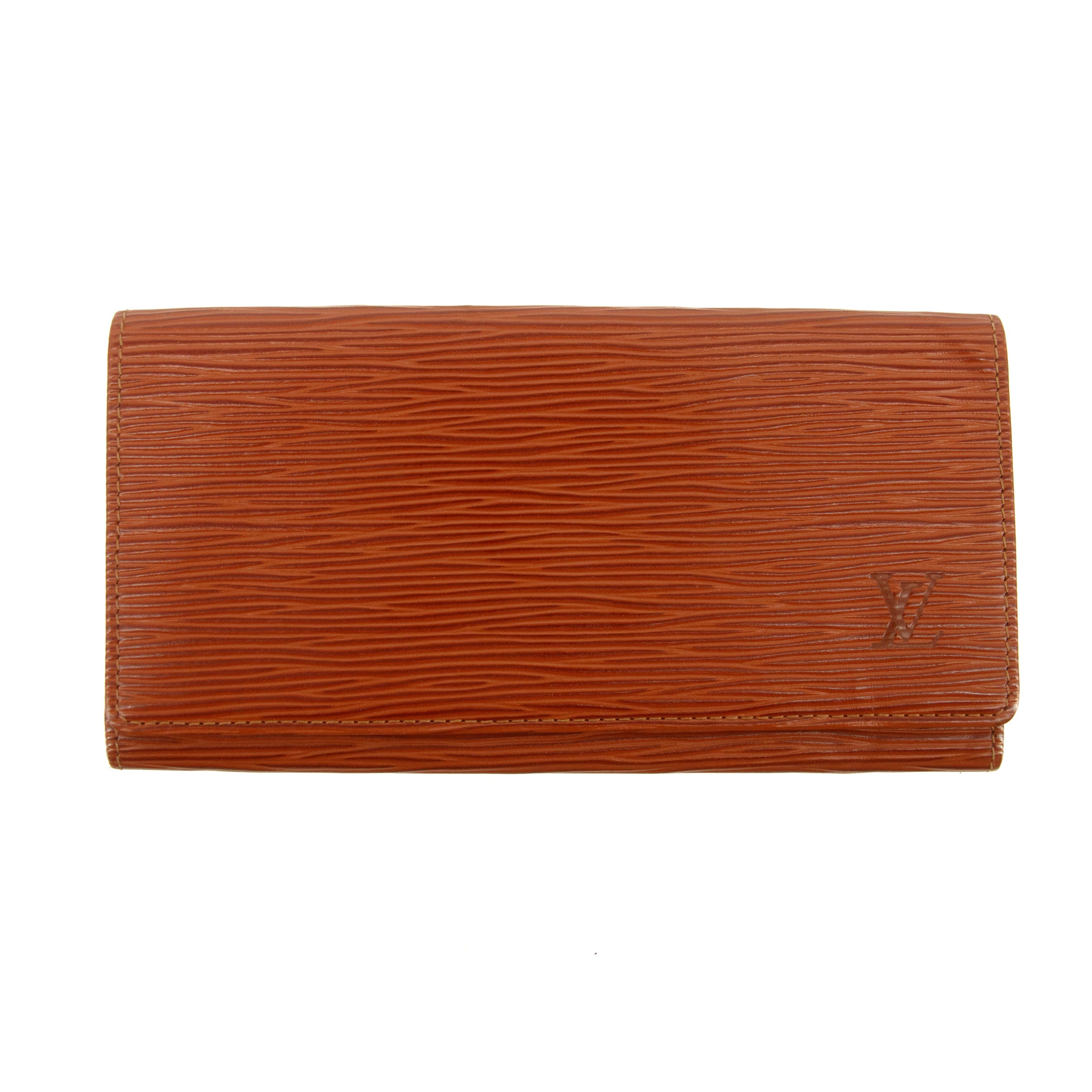 Louis Vuitton Brown Epi Leather Long Wallet for Men - Slim Bifold Credit Card Holder with RFID Protection - Perfect for Business, Travel & Everyday Use
