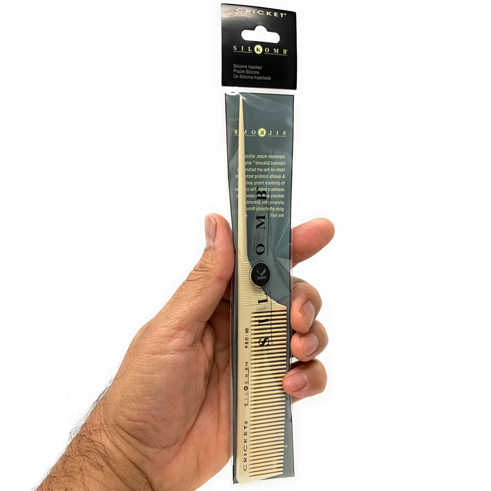 Cricket Silicone Silkomb Cutting Comb - Rattail, Pintail & Wide Options (1 Piece) | Professional Hair Styling Tool for Barbers & Stylists | Perfect for Fades, Undercuts & Precision Haircuts