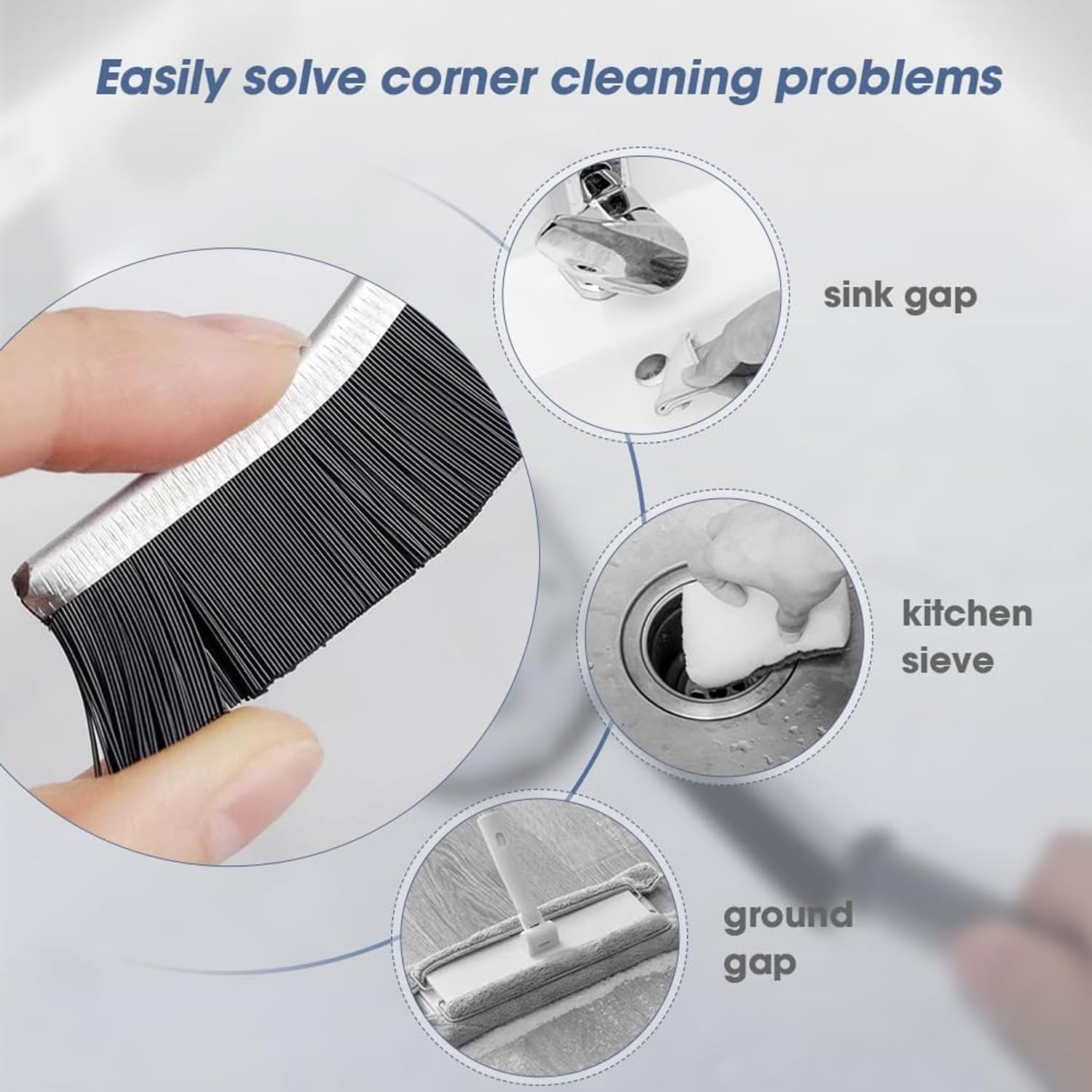 Hard Bristle Crevice Cleaning Brush Set of 6 - Small Grout Cleaner, Toilet & Shower Tile Scrub Brush - Skinny Gap Cleaning Tools for Bathroom, Kitchen & Household Use | Perfect for Tight Spaces, Tile Grout, Sink Edges & Hard-to-Reach Areas