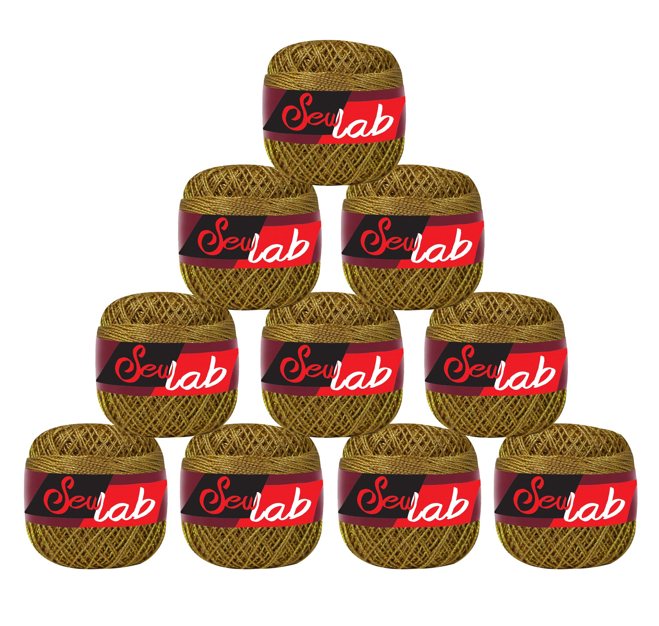 Premium Metallic Crochet Thread - 10 Pack Shiny Yarn Skeins for DIY Jewelry, Handmade Accessories & Home Decor Projects - SewLab Crochet Yarn Balls