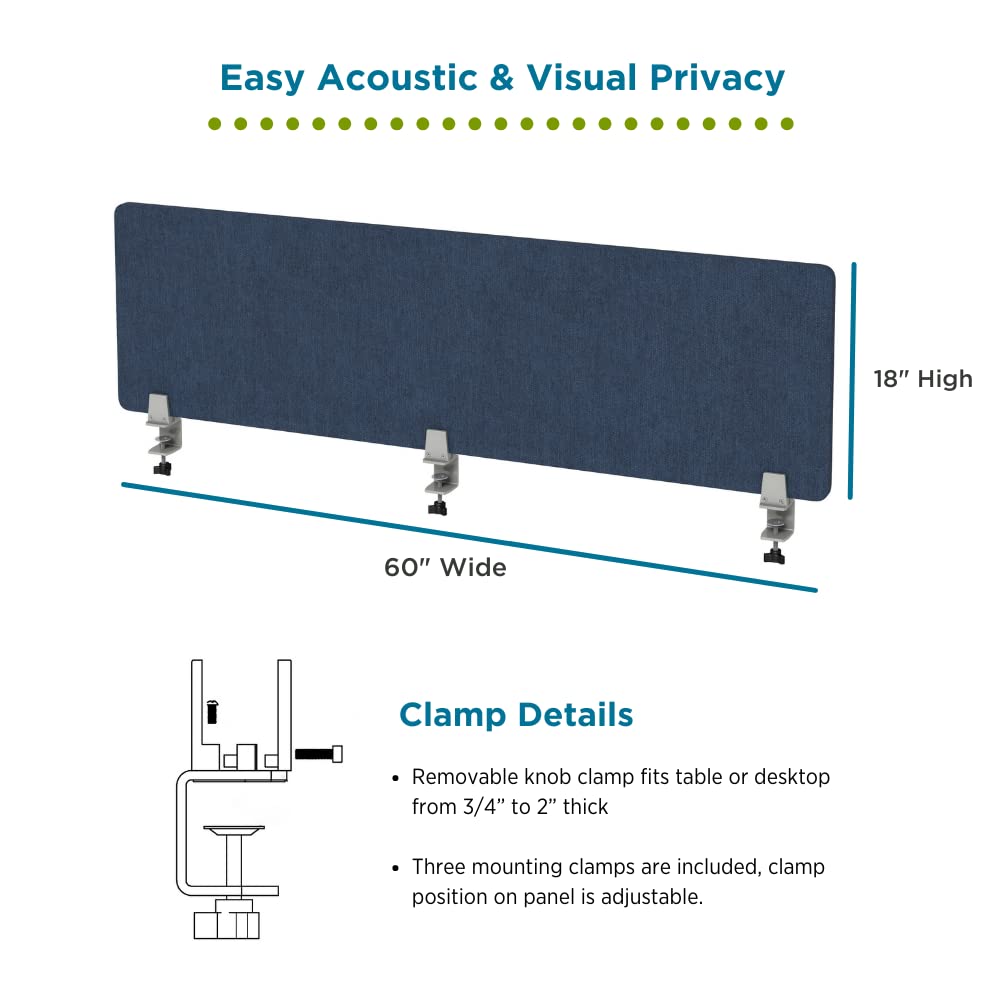 Dark Blue Sound Absorbing Privacy Shield - 60