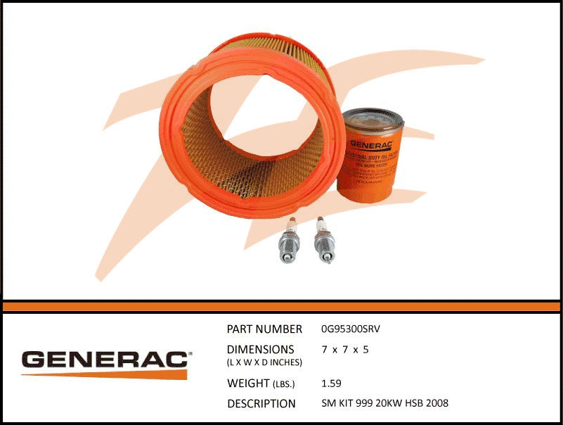 Generac 5665/0G95300SRV 20kW Air Cooled Generator Maintenance Kit - Replacement Parts for Home Backup Power System - Perfect for Storm Outages & Emergency Power Supply