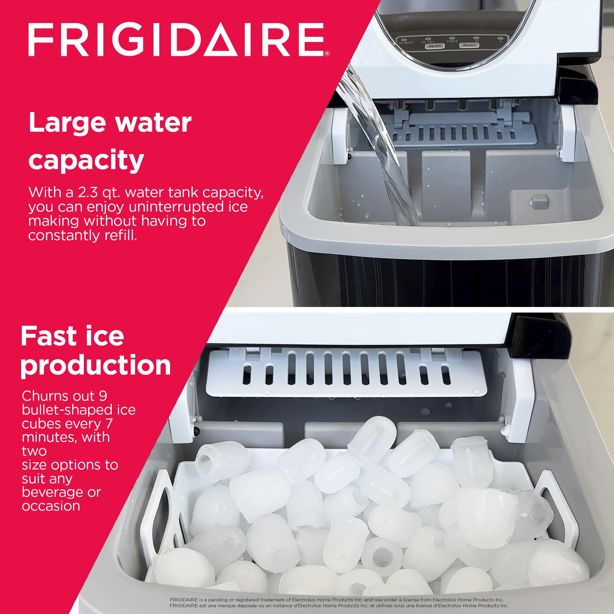 Frigidaire EFIC117-SSBLACK 26 Lbs Portable Ice Maker Machine - Compact Stainless Steel Countertop Ice Maker for Home, Office, RV & Outdoor Use - Black Stainless Steel Finish