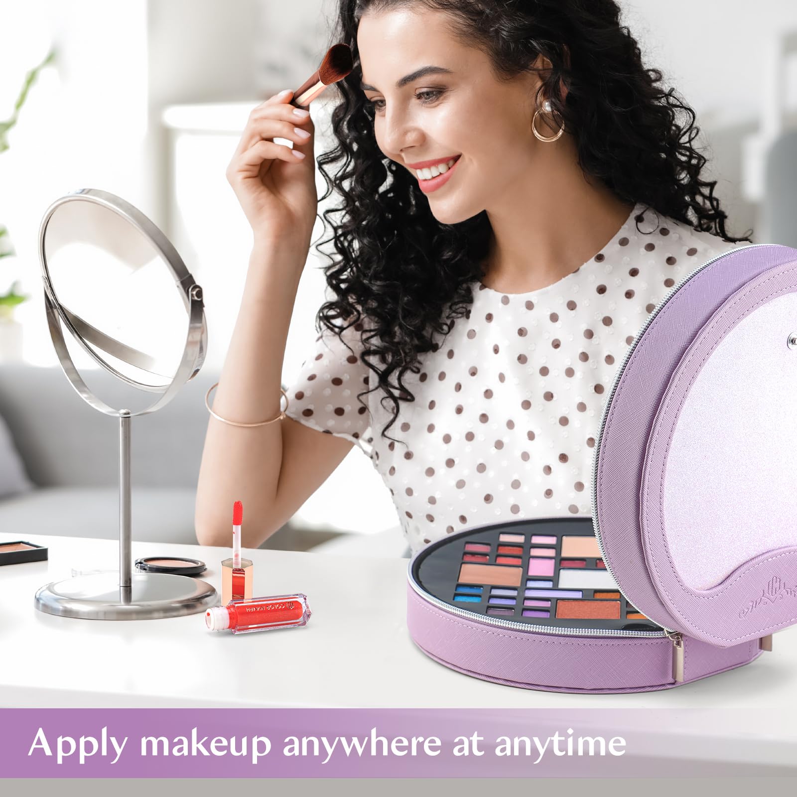Color Nymph Starter Makeup Kit for Teens & Preteens - 38 Color Eyeshadow Palette, Lip Gloss, Brushes & Reusable Case - Perfect Birthday, Valentine's Day Gift for Girls | Everyday Makeup & Party Looks (Purple)