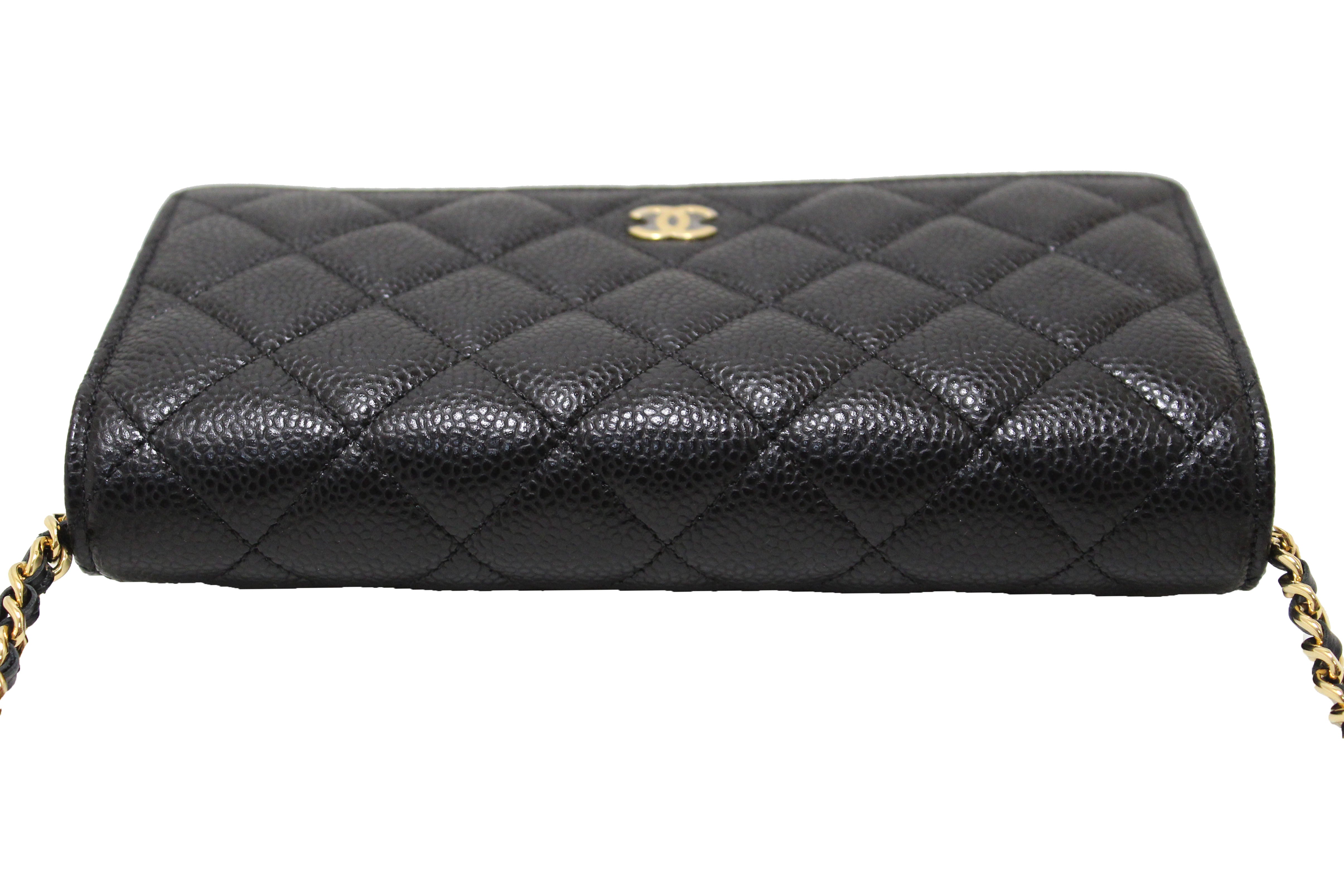 Authentic Chanel Black Quilted Caviar Leather Wallet On Chain WOC Crossbody Bag - Luxury Designer Handbag for Women, Perfect for Parties, Dating & Everyday Use