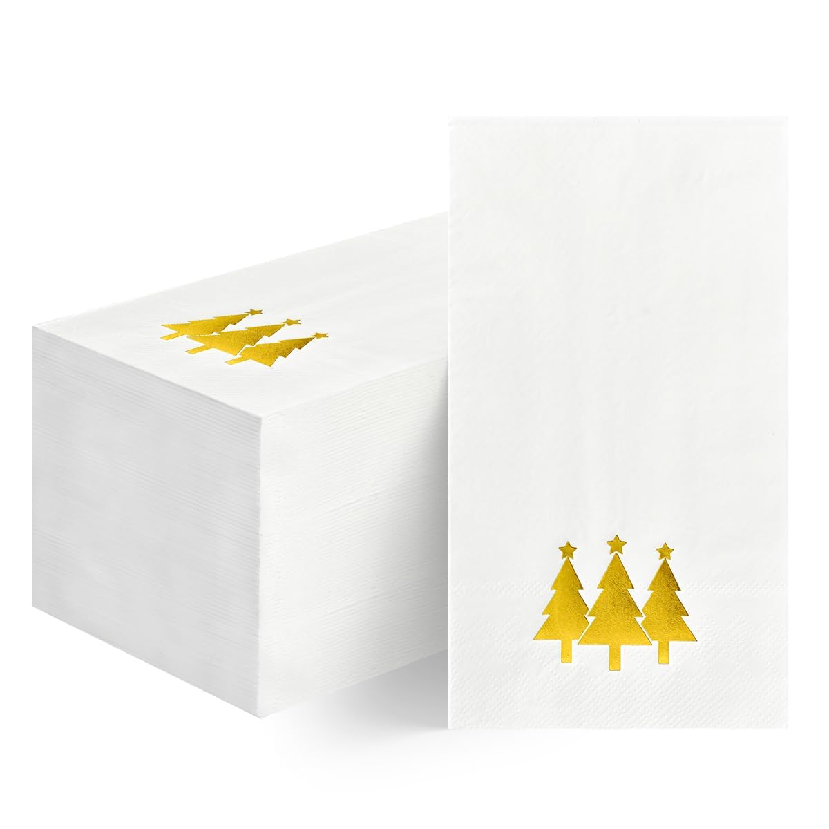 Horaldaily 100-Pack Christmas Disposable Paper Napkins - Gold Foil Christmas Tree Design for Holiday Parties, Dinner, Lunch & Kitchen Use - Elegant Guest Hand Towels for Festive Decorations & Bathroom Essentials