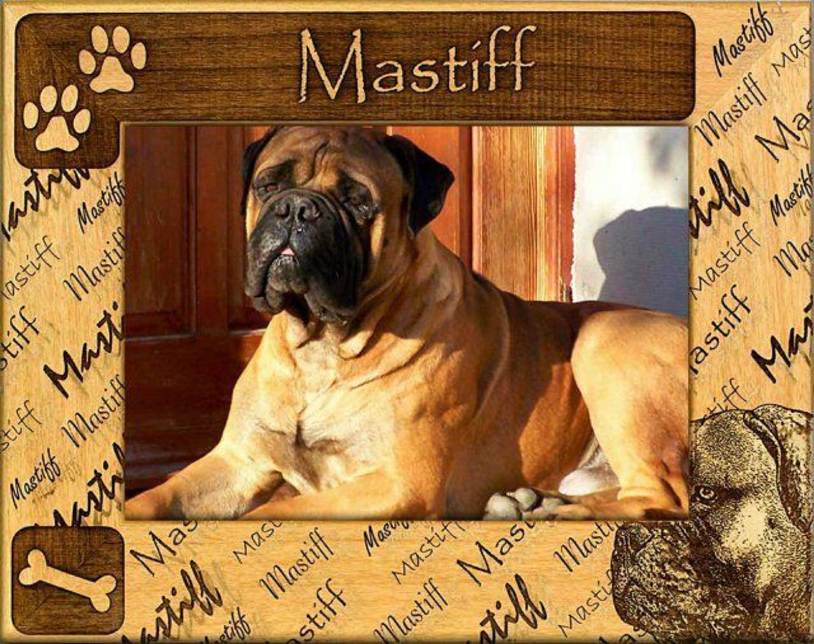 Premium Mastiff Laser Engraved Wood Picture Frame 5x7 Inches - Perfect for Pet Memorials, Home Decor & Gift Giving