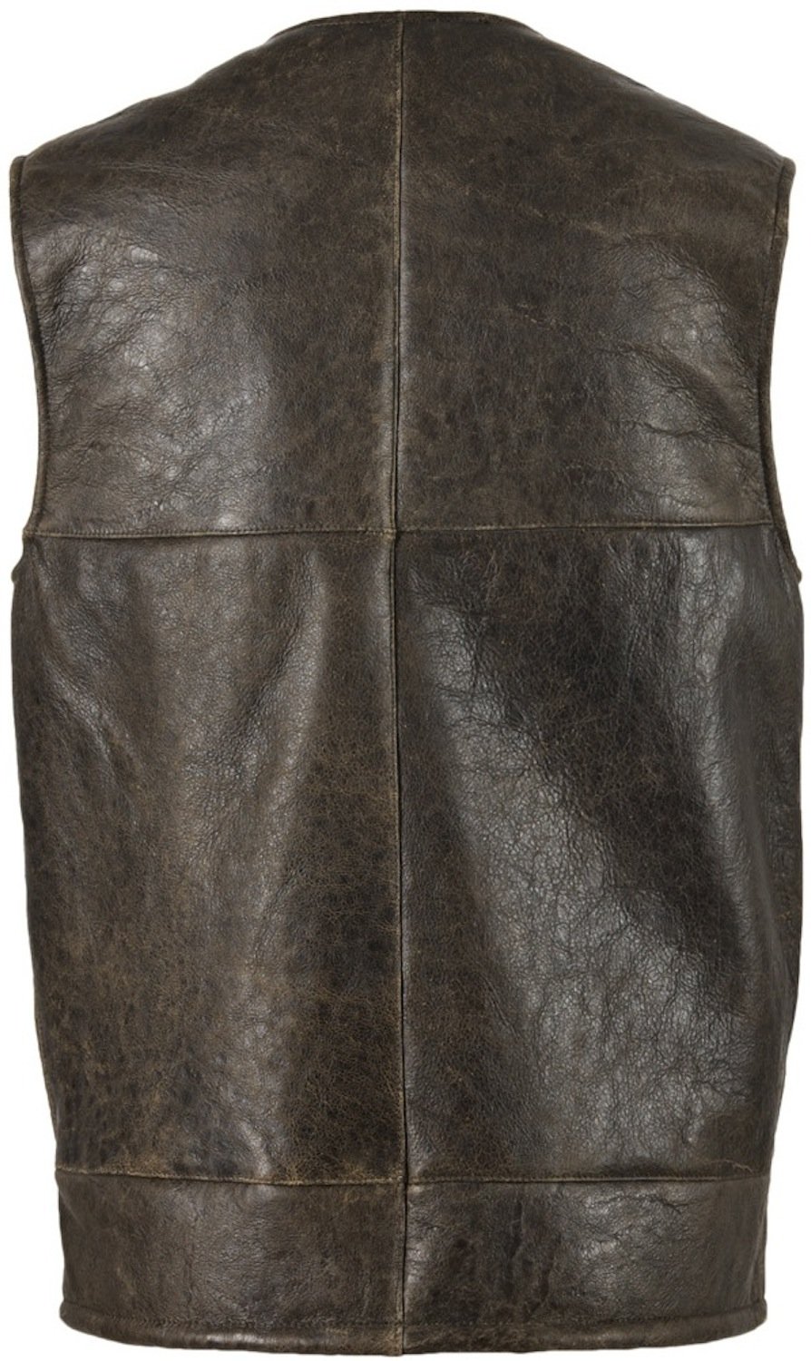 Bushga Men's Premium Full Sheepskin Leather Brown Vest Body Warmer - Sizes 38