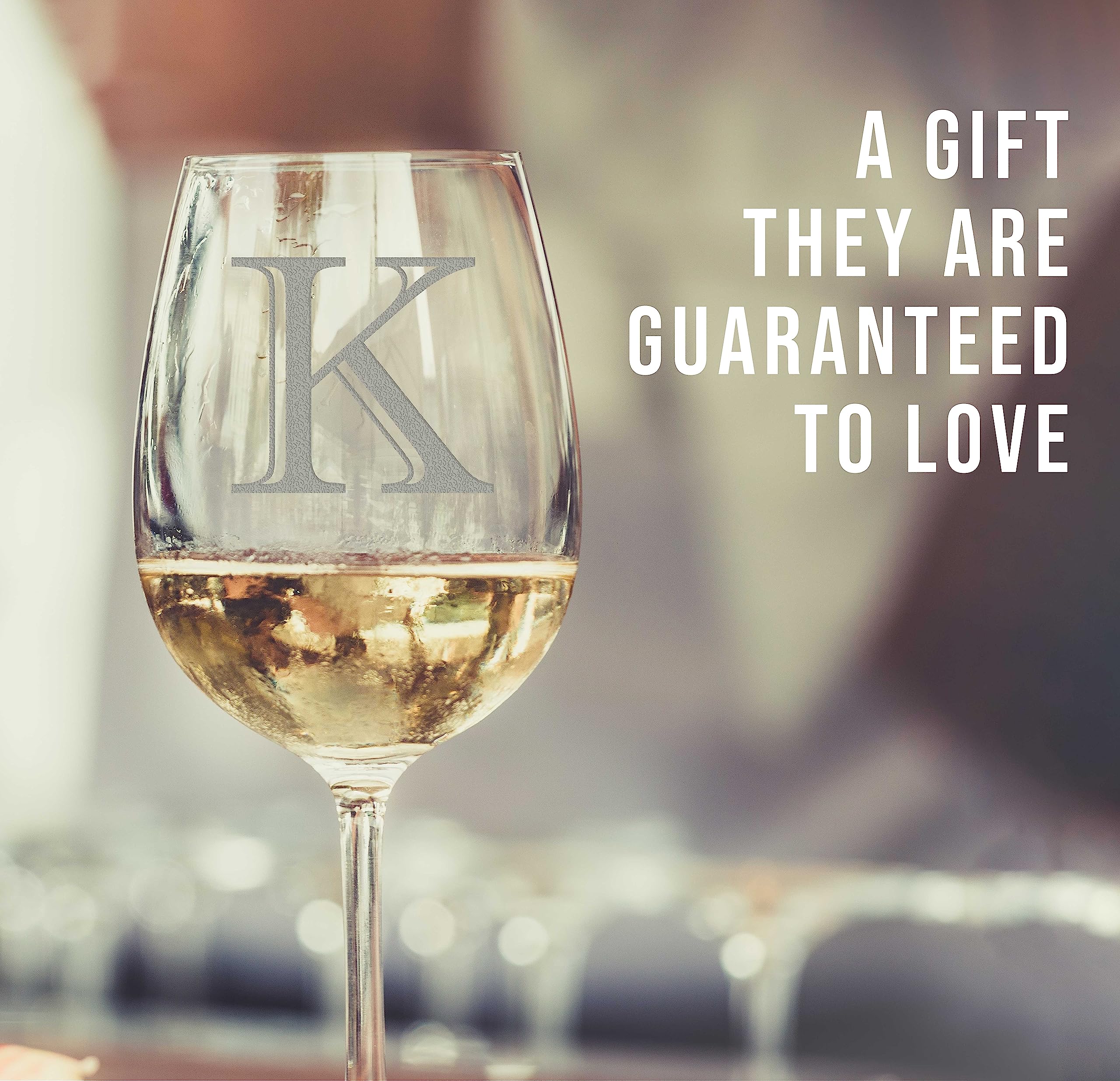 Personalized Monogram 16oz Stemmed Wine Glass - Custom Engraved Letter K (A-Z Available) - Elegant Wedding Gift for Women, Wine Lovers, Mom & Sister - Perfect for Anniversary, Bridal Shower & Romantic Dinners