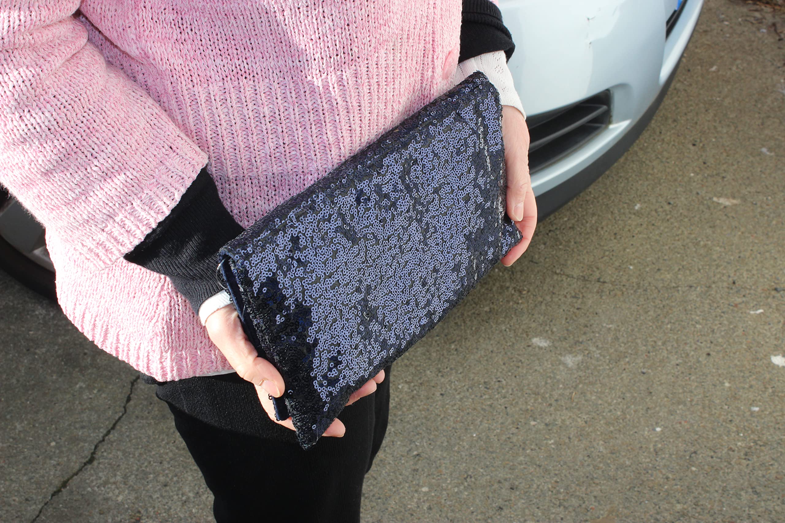 LONI Women's Glitter Sequin Evening Clutch Bag - Elegant Party Purse for Weddings, Prom & Special Occasions