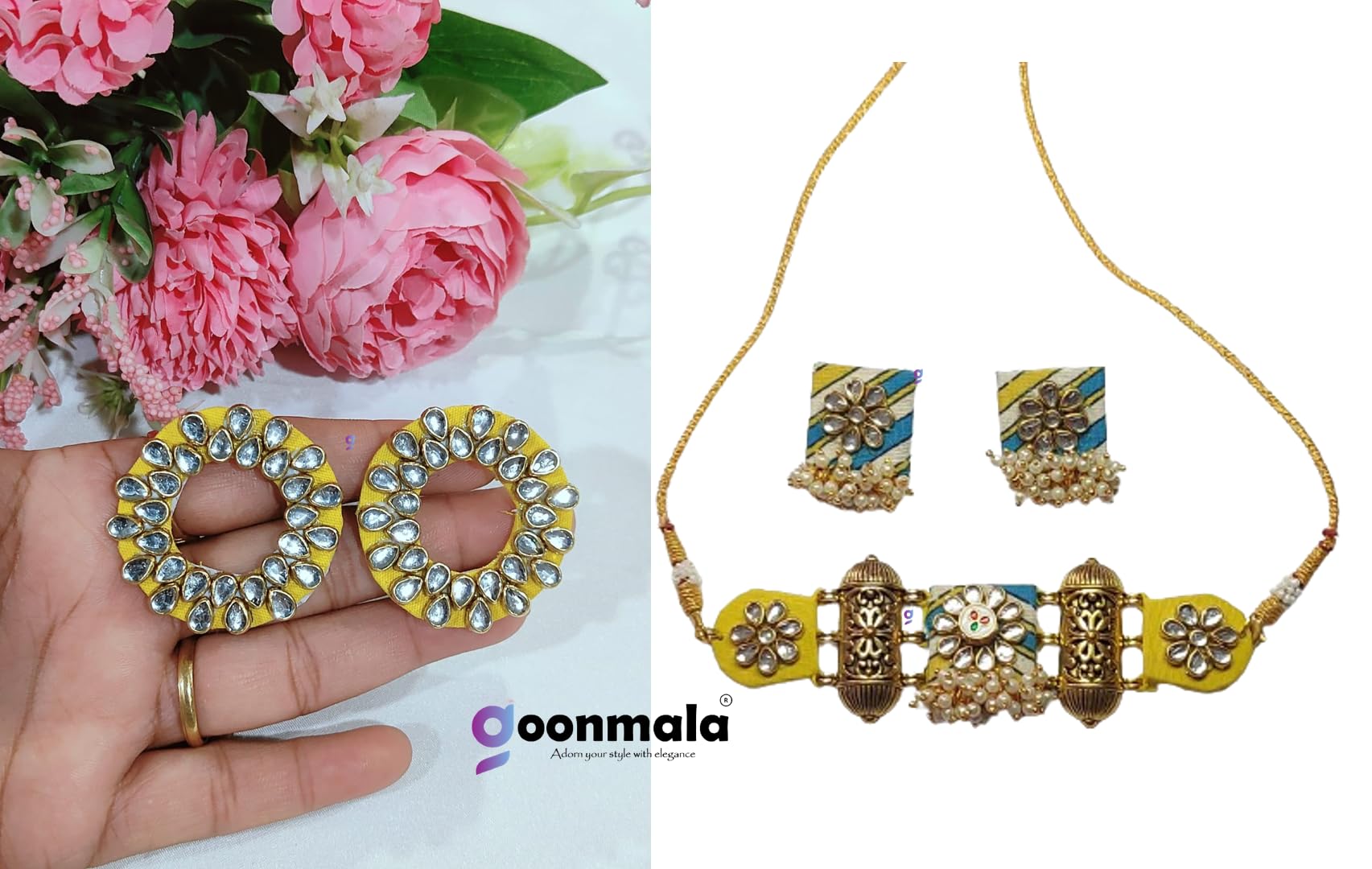 **Goonmala Kundan Stone Kit for Jewelry Making – Rhinestone Beads for Bangles, Embroidery, Craft & Fabric Decoration – Includes Free 5-Shape Silver Fabric Glue Cone – Perfect for DIY Fashion Accessories & Home Decor Projects**