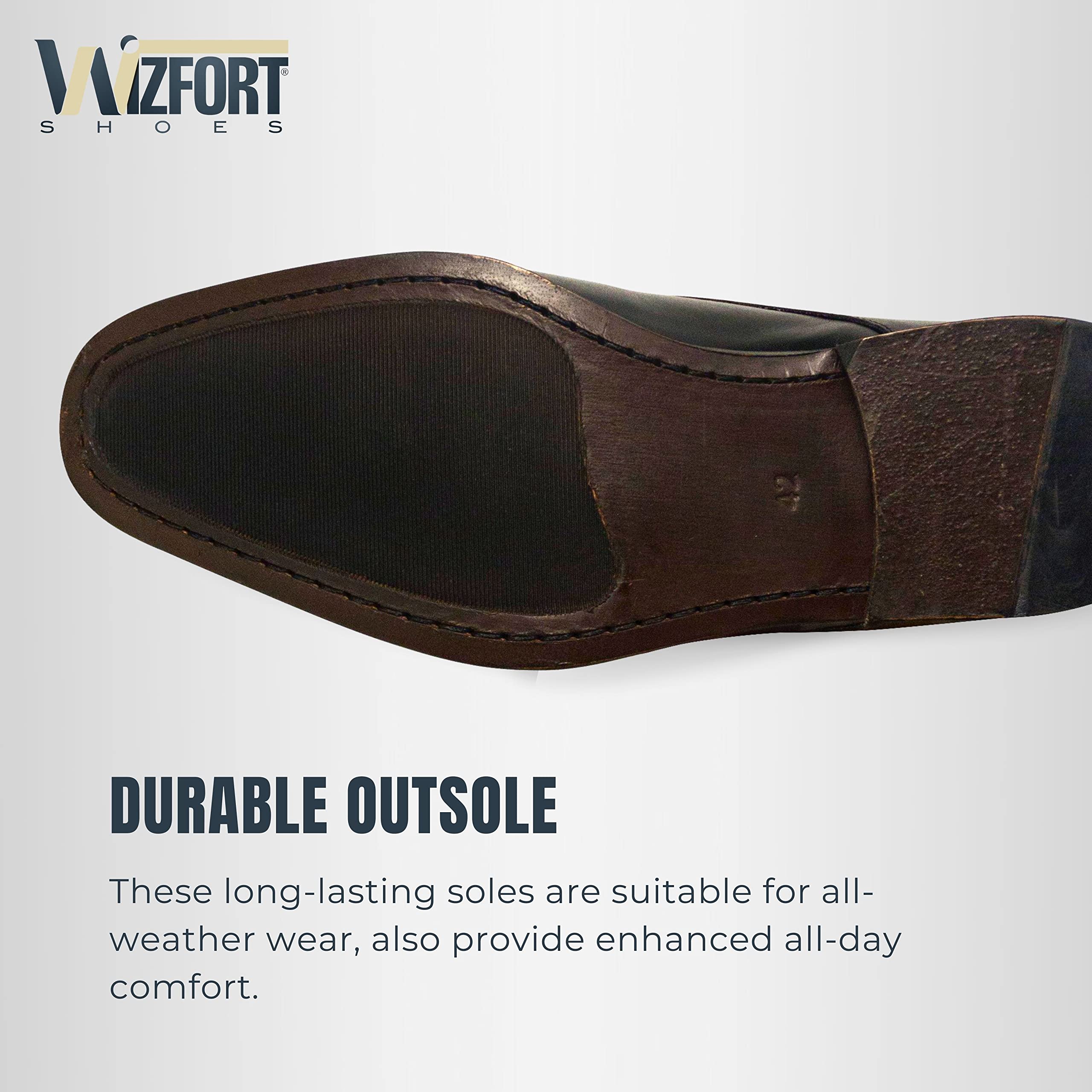 Premium Wizfort Men's Leather Oxford Dress Shoes | Classic Black Lace-Up Formal Shoes for Business & Weddings | 100% Genuine Leather Durable & Stylish Men's Loafers | Perfect for Office, Parties & Special Occasions