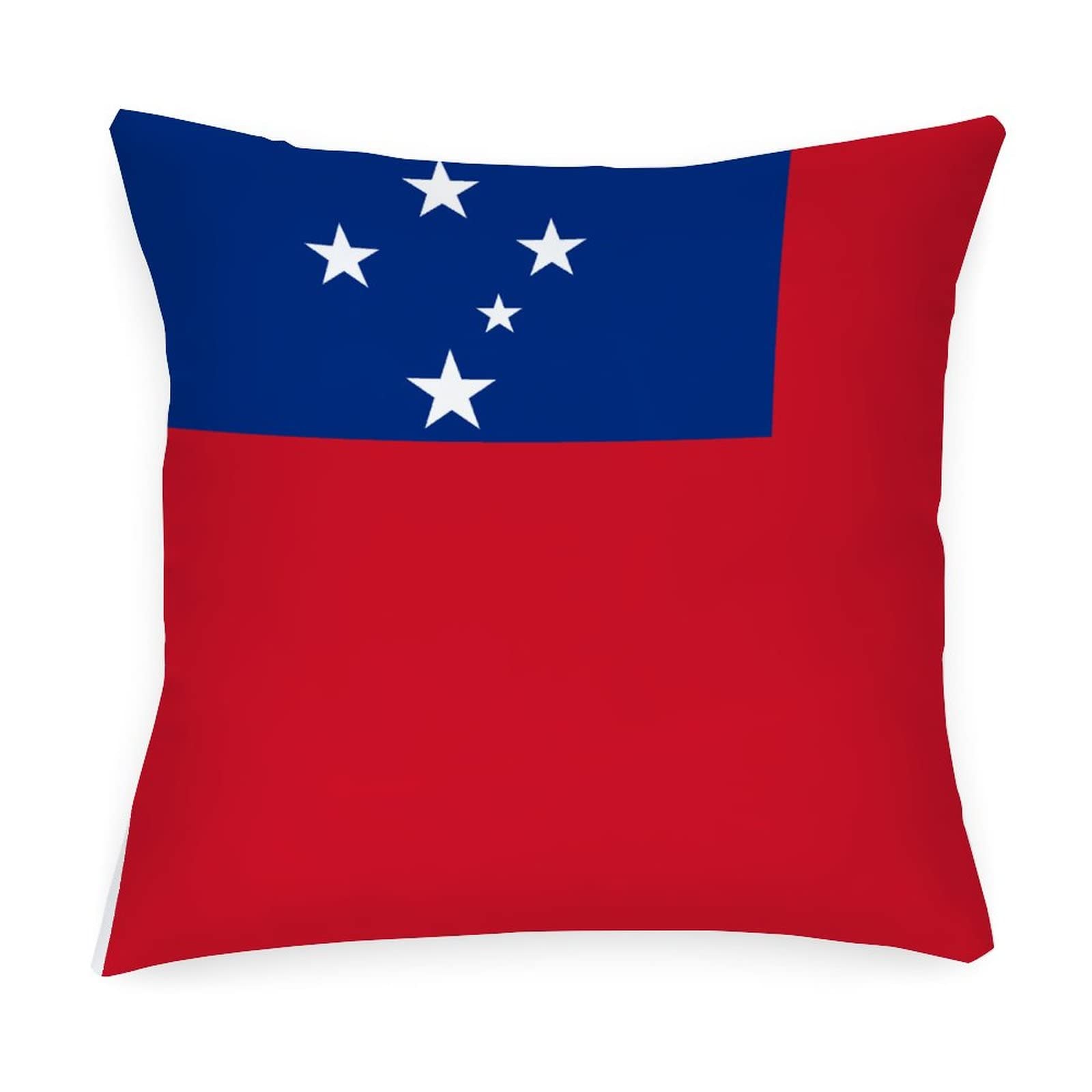 Samoa Flag Throw Pillow Covers 16x16 Inch - Waterproof Outdoor Cushion Covers for Patio, Couch & Bench - Retro Decorative Home Decor with Country Flags Design | Perfect for Living Room, Porch & Beach House Decorations