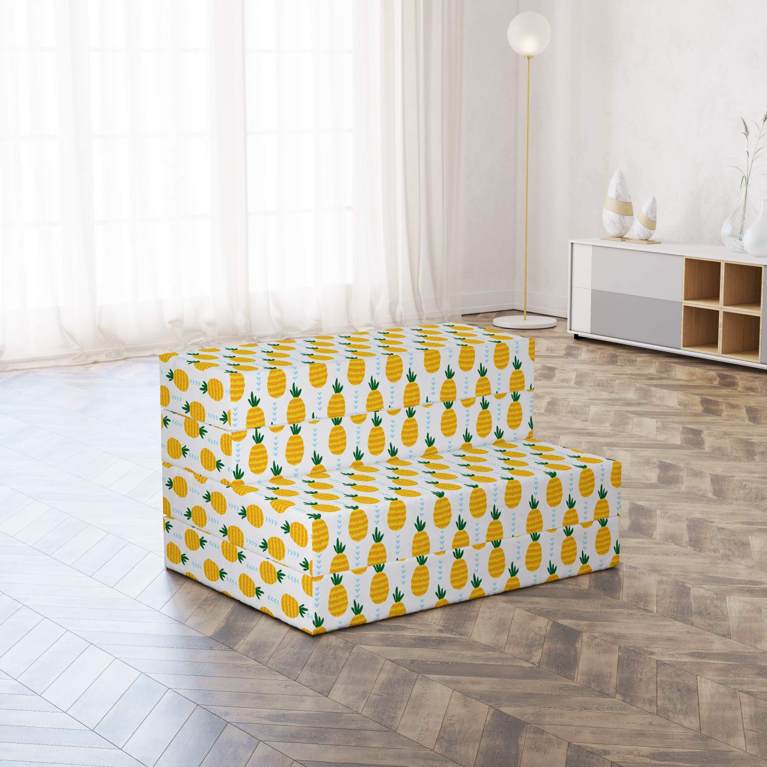 Ambesonne Pineapple Foldable Mattress - Modern Tropical Fruit Design, 74.8