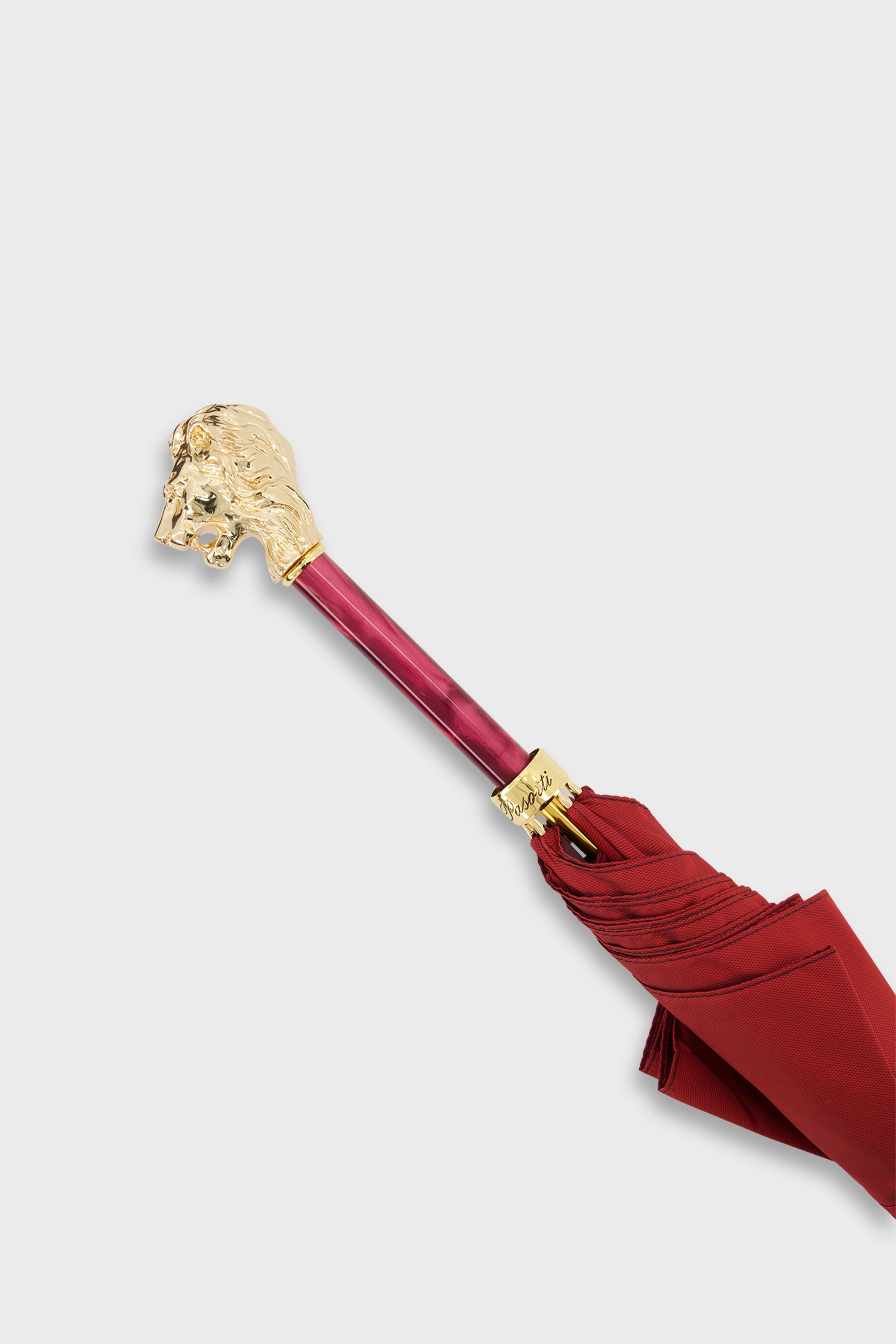 Pasotti Luxury Red & Gold Lion Handle Umbrella - Windproof & Waterproof for Men & Women - Perfect for Weddings, Gala Events & Fashionable Rainy Days