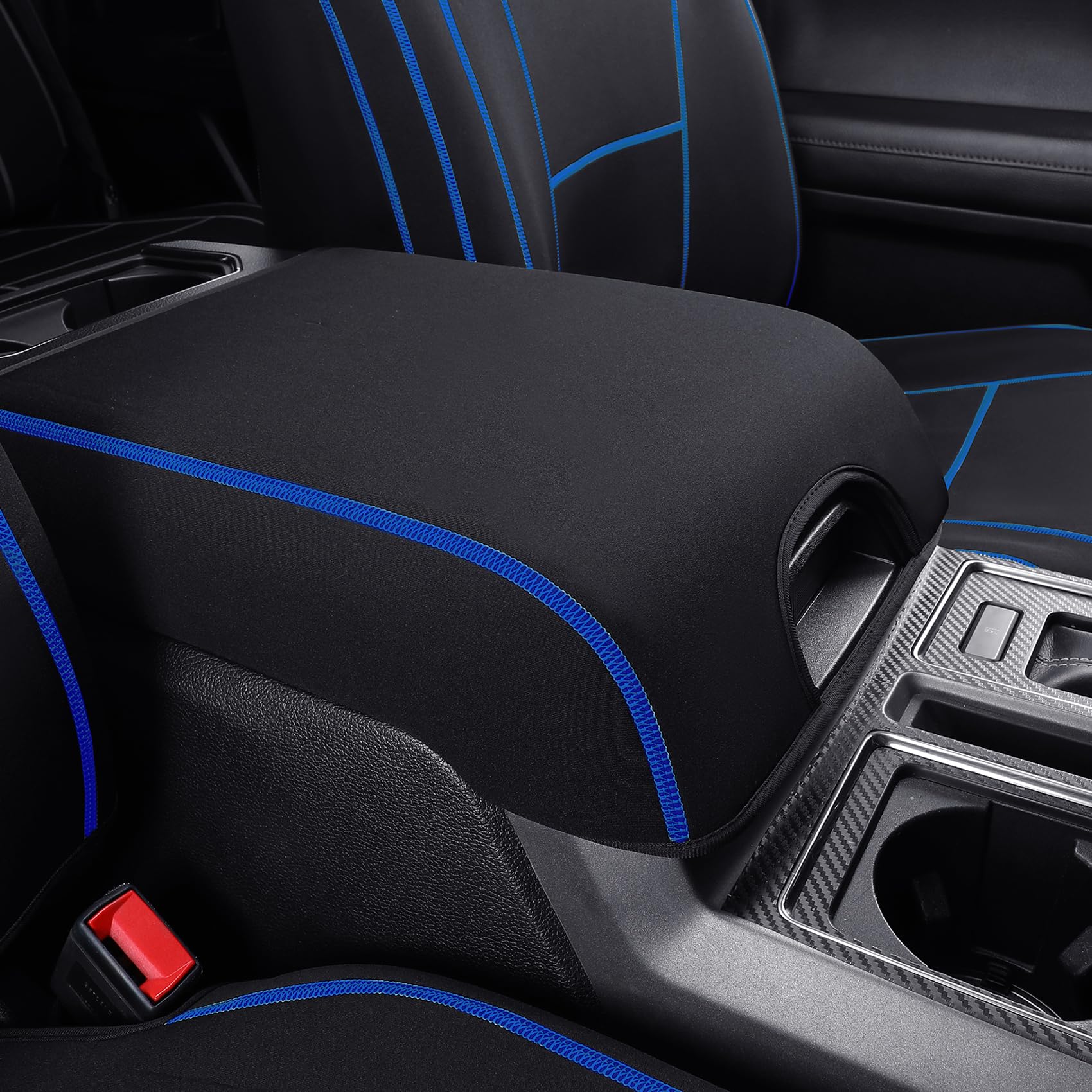 Waterproof Neoprene Front Car Seat Covers for Ford F150 F250 F350 F450 Trucks (2015-2025 Models) - Durable Seat Protectors in Blue & Black | Perfect for Work Trucks, Off-Roading & Family Road Trips