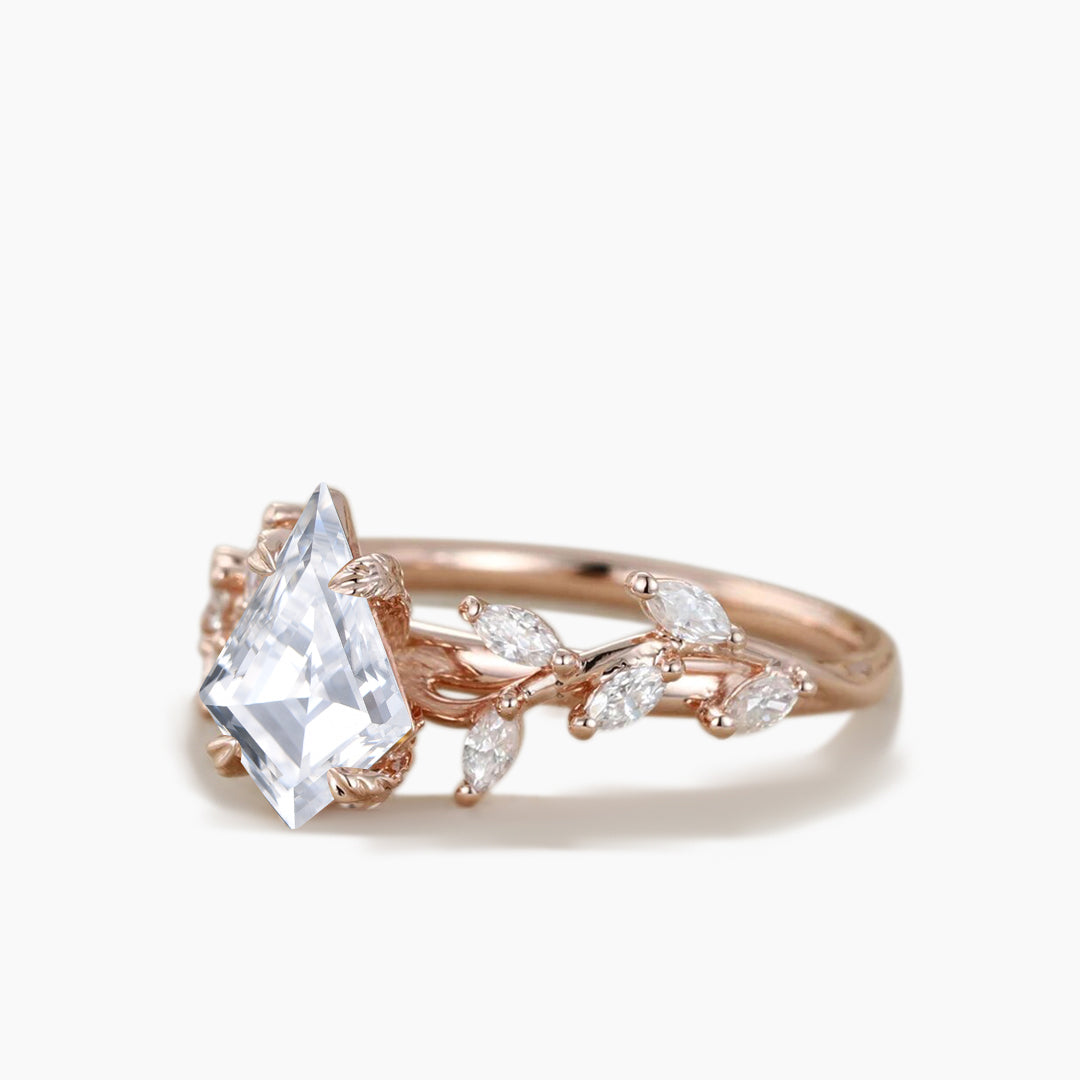 Nature Inspired Kite Cut Moissanite Diamond Bypass Engagement Ring for Women - Eco-Friendly Wedding Jewelry, Unique Proposal Gift for Her - Perfect for Anniversaries, Valentine's Day & Special Occasions