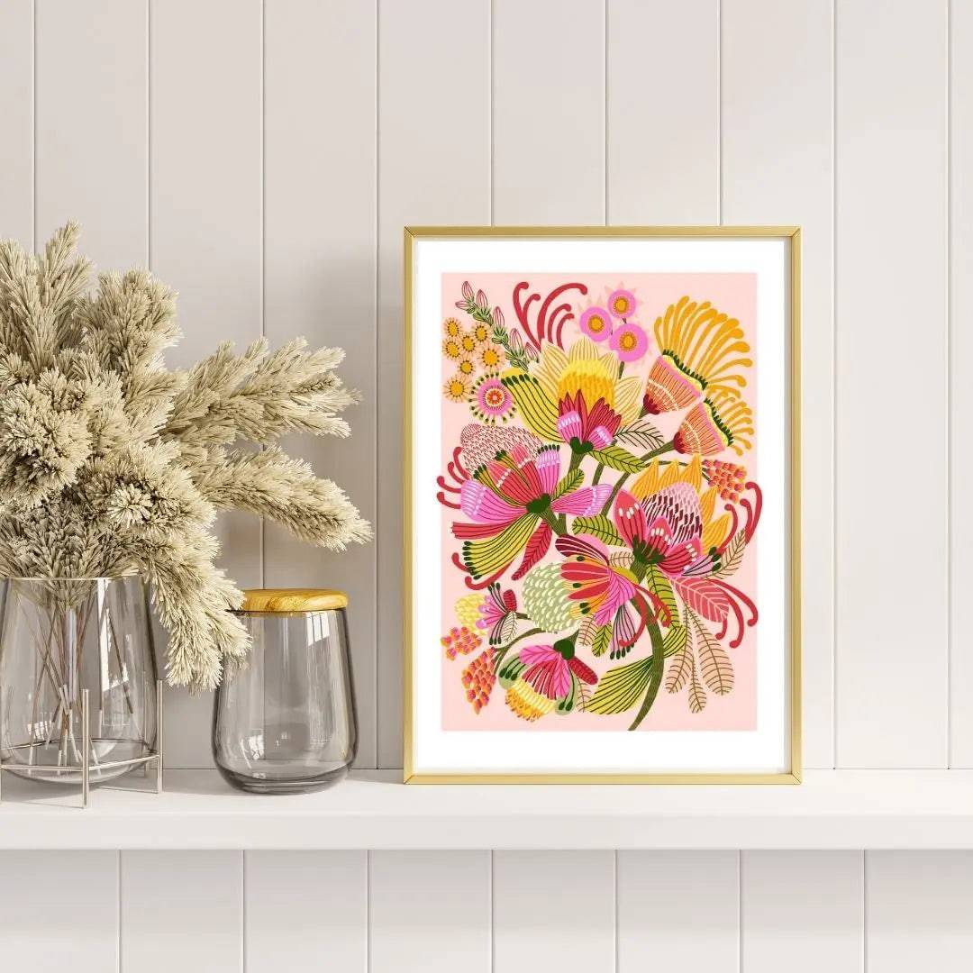 Wild Proteas Modern Wall Art Print - Vibrant Floral Decor for Living Room, Bedroom & Office | Premium Canvas Painting for Home & Office Decor