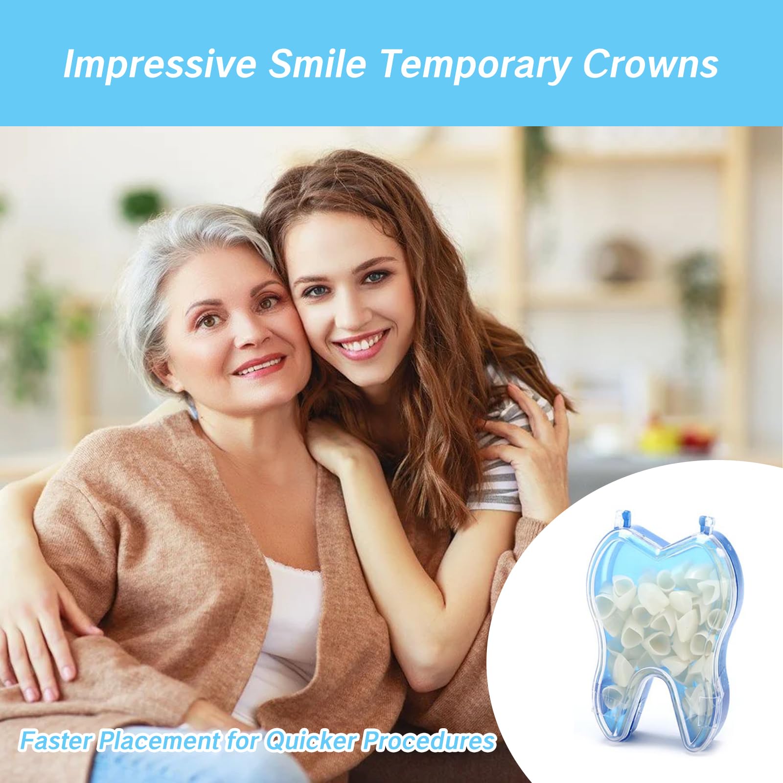 50 Pcs Dental Temporary Crown Kit - Mixed Sizes Tooth Caps for Broken Teeth, Front Cap Covers for Adults | Temporary Teeth Implants & Dentales Temporales | Perfect for Emergency Dental Repair, Cosmetic Smile Enhancement & Dental Practice Use