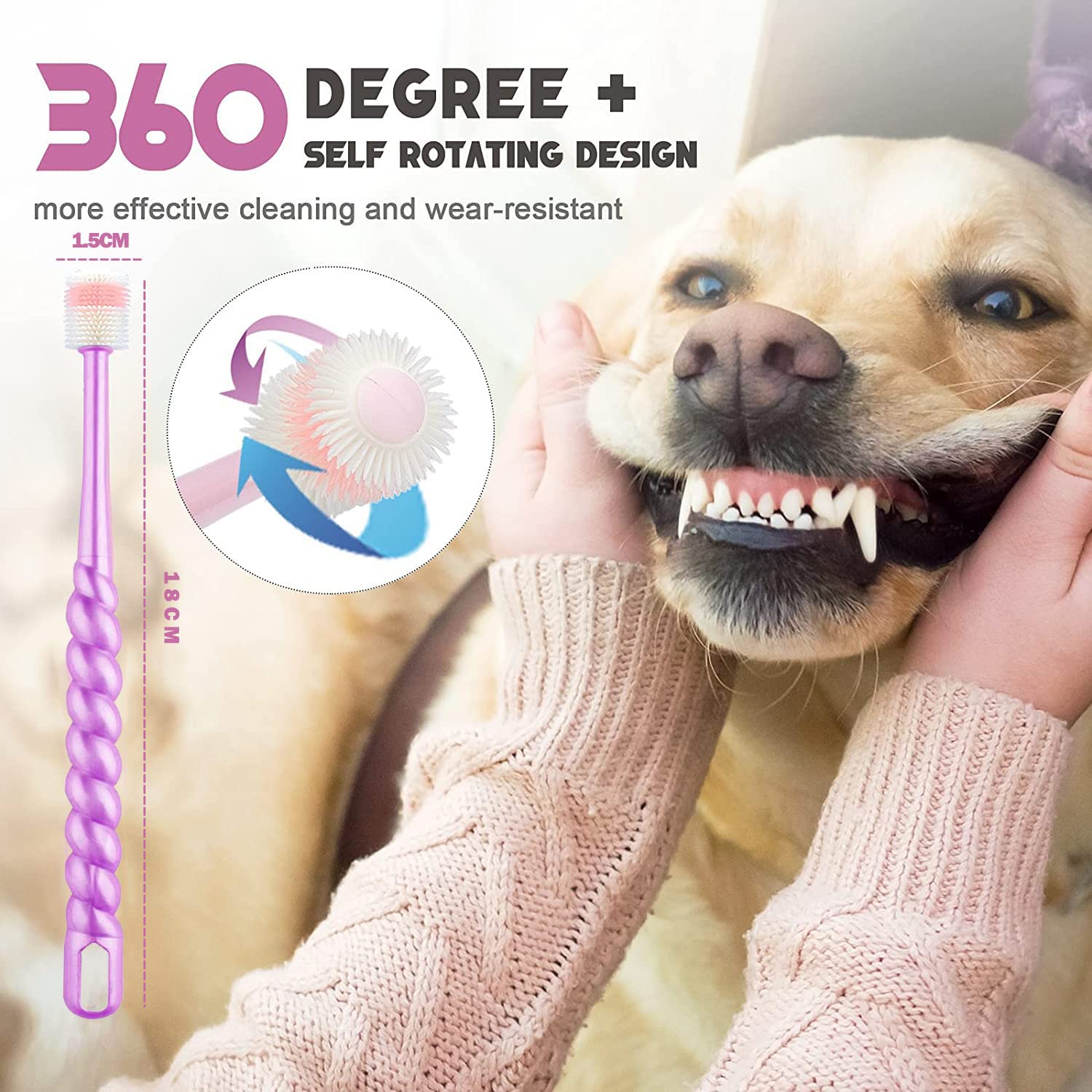 Triple Head Dog Toothbrush Set - Double Head & Finger Rubber Toothbrushes for Dogs & Cats - Multi-Angle Dental Cleaning Kit for Pet Oral Health - Perfect for Daily Teeth Cleaning & Dental Care Routine