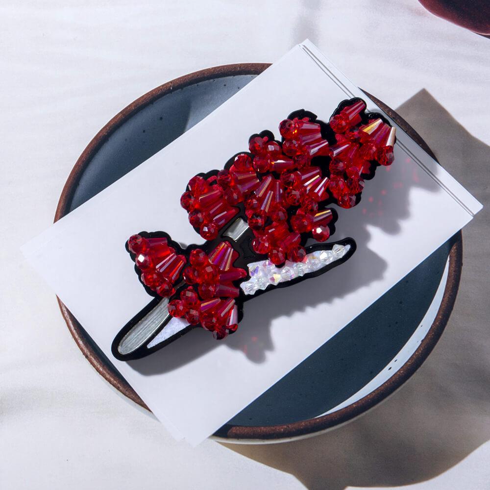 Red Astilbe Magnetic Brooch - Elegant Floral Pin for Women's Fashion Accessories | Perfect for Weddings, Parties & Special Occasions