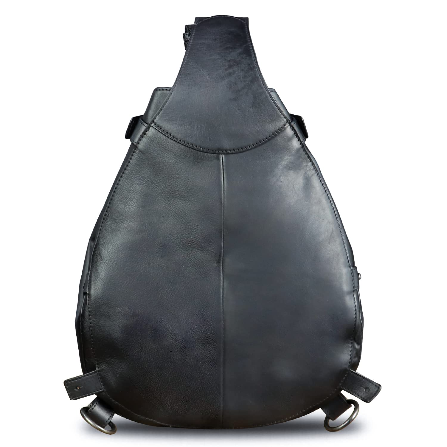 Genuine Leather Sling Bag for Men & Women - Large Real Leather Crossbody Backpack with Adjustable Strap - Perfect for Travel, Work & Everyday Use