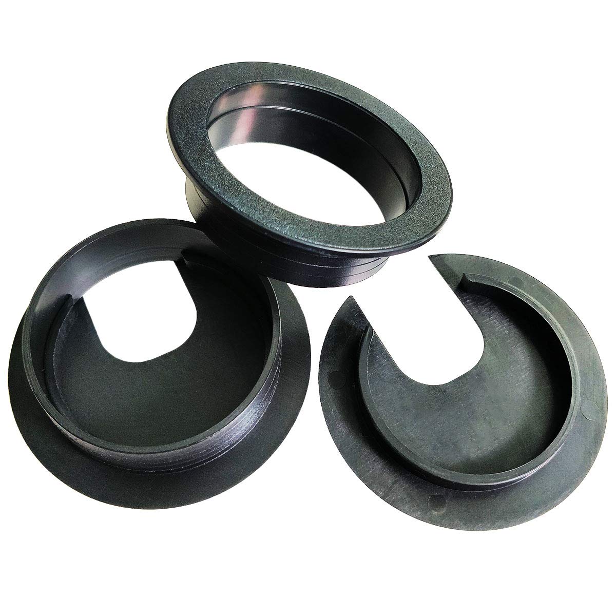 2 Inch Black Plastic Desk Grommet Covers - Pack of 10 for Wire and Cable Management on Office Computer Desks | Perfect for Home Office, Workstation, and Conference Room Organization
