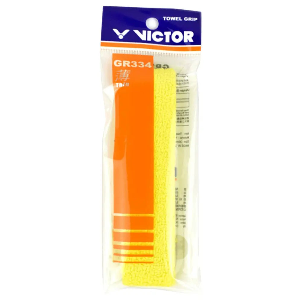 Victor GR334C Thin Badminton Racket Towel Grip - Premium Sweat Absorbent Replacement Grip for Badminton, Tennis, Squash Rackets - Perfect for Sports Training & Competitive Play