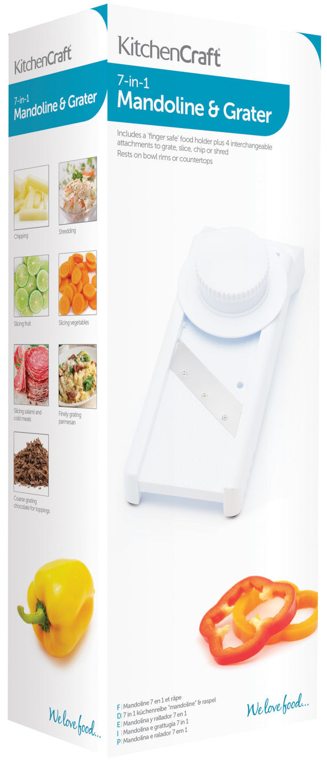 7-in-1 Mandoline Slicer & Vegetable Grater Set - Stainless Steel Multi-Function Kitchen Tool for Slicing, Dicing, Julienne - Perfect for Salads, Meal Prep & Healthy Cooking