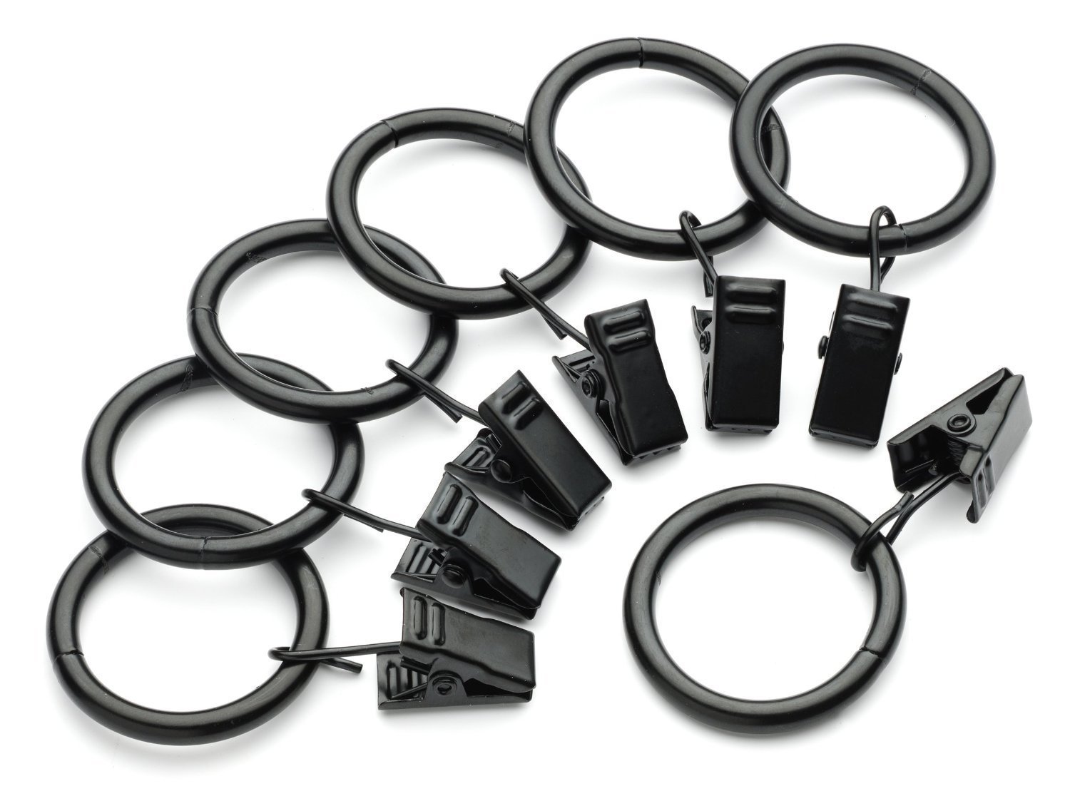 40 Pack Black Matte Metal Curtain Rings with Clips - 1.25 Inch Heavy Duty Drapery Hooks for Durable Curtain Hanging - Perfect for Living Room, Bedroom, and Home Decor