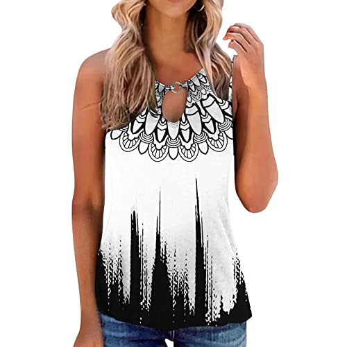 Women's Blouses & Tops - Color Block Tie-Dye Sleeveless Crew Neck Casual Tank Tops for Women | Perfect for Summer Outfits, Beach Wear & Casual Office Attire