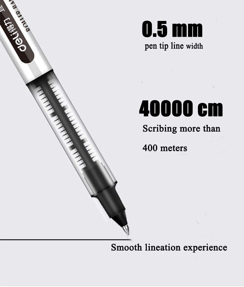 GXR 12-Pack 0.5mm Extra Fine Point Liquid Ink Rollerball Pens - Quick-Drying Black Ink for Smooth Writing - Perfect for Office Work, School Notes, Journaling & Everyday Use
