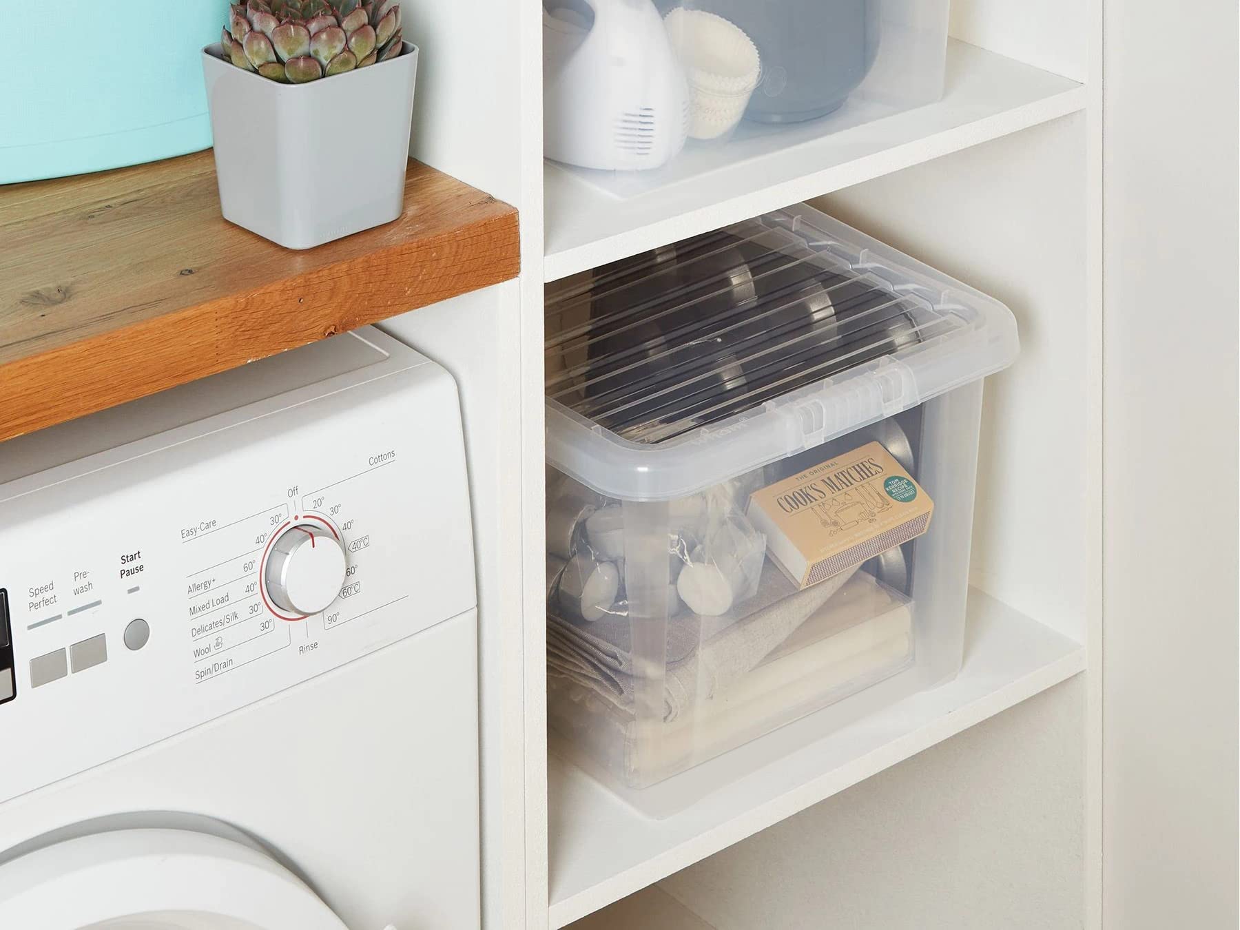 Clear Plastic Storage Boxes with Lids - Set of 5 Stackable & Nestable 35L Organizers (18.9