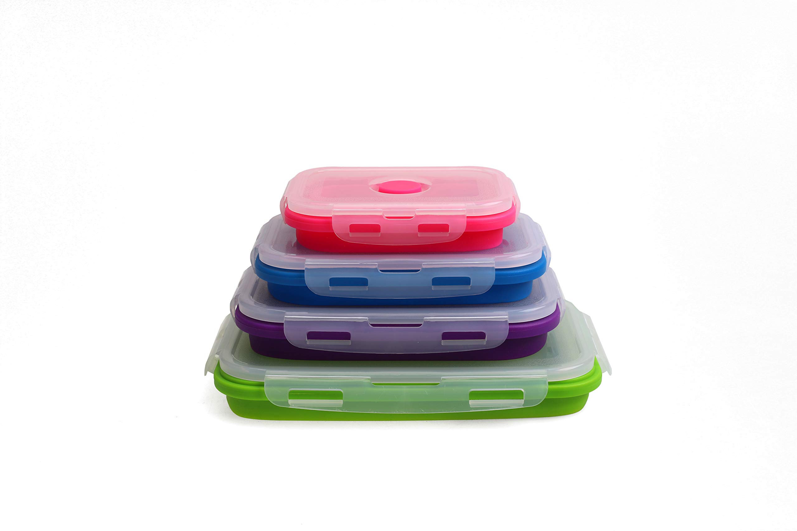 Jean-Patrique 4-Piece Collapsible Silicone Food Storage Containers Set - Airtight, Leak-Proof, BPA-Free, Microwave & Dishwasher Safe - Perfect for Meal Prep, Leftovers & On-the-Go Snacks