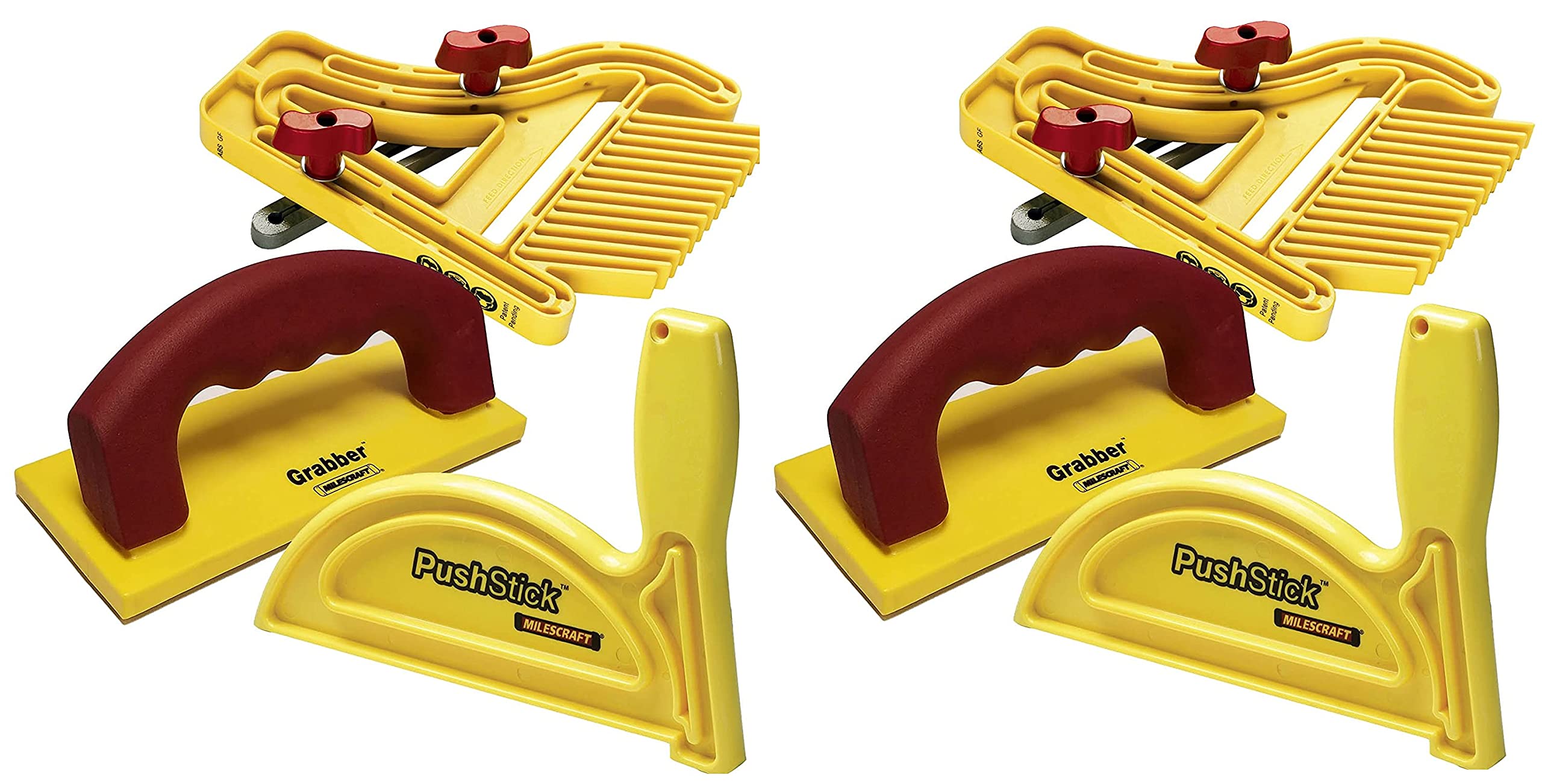 Milescraft 7334 Woodworking Safety Bundle - Includes FeatherBoard, PushStick & Free Grabber Push Block (2 Pack) for Table Saw & Router Safety | Perfect for DIY Projects & Woodworking Shops