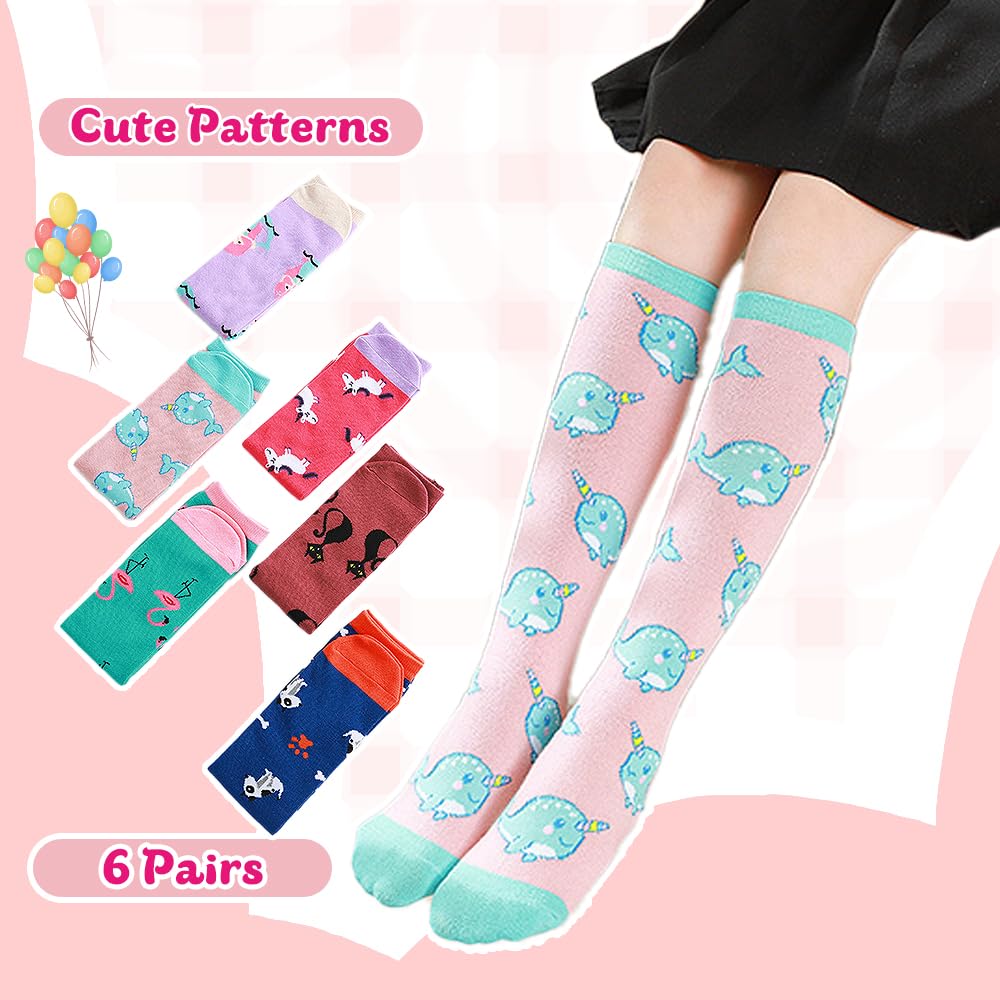 Cute Girls Knee High Socks - Soft Cotton Mid Calf Boot Socks for Teens & Women - Perfect Stocking Stuffers Gifts for Christmas, School & Winter Fashion
