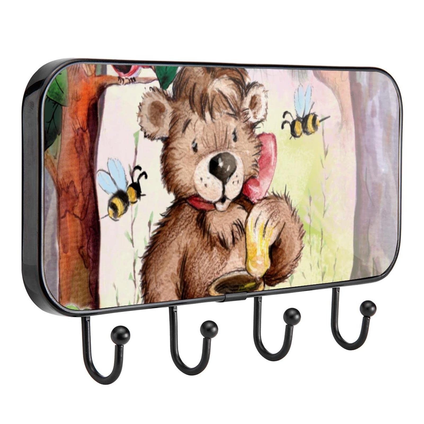 GIAPB Adhesive Wall Hooks - Heavy Duty Sticky Hooks for Hanging Coats, Hats, Keys, Towels - Bear Shaped Animal Design - Perfect for Bedroom, Bathroom, Kitchen, Office Organization