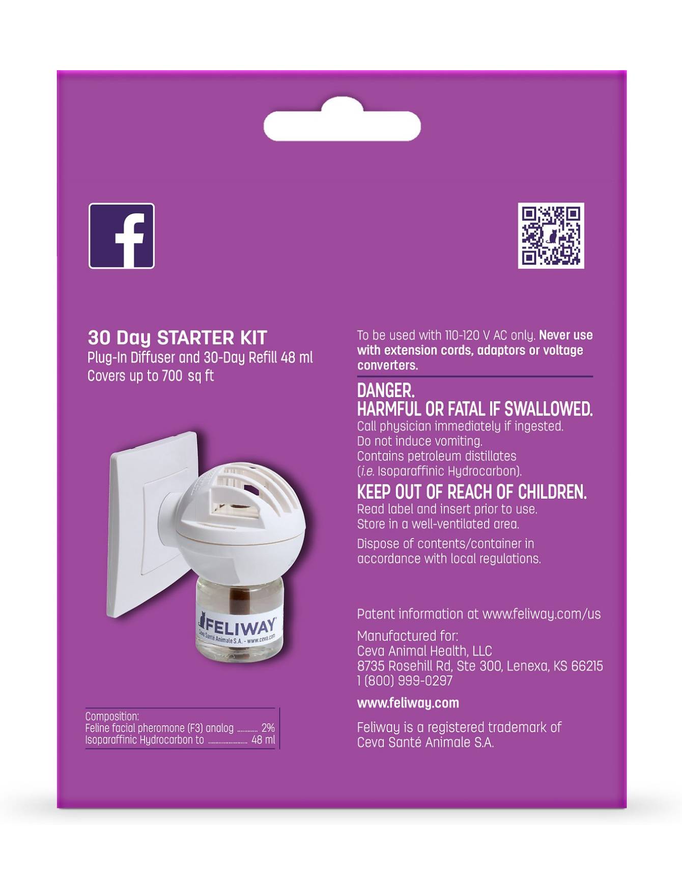 Feliway Cat Calming Diffuser with 48ml Vial - Reduce Stress & Anxiety in Cats for Home, Travel & Vet Visits