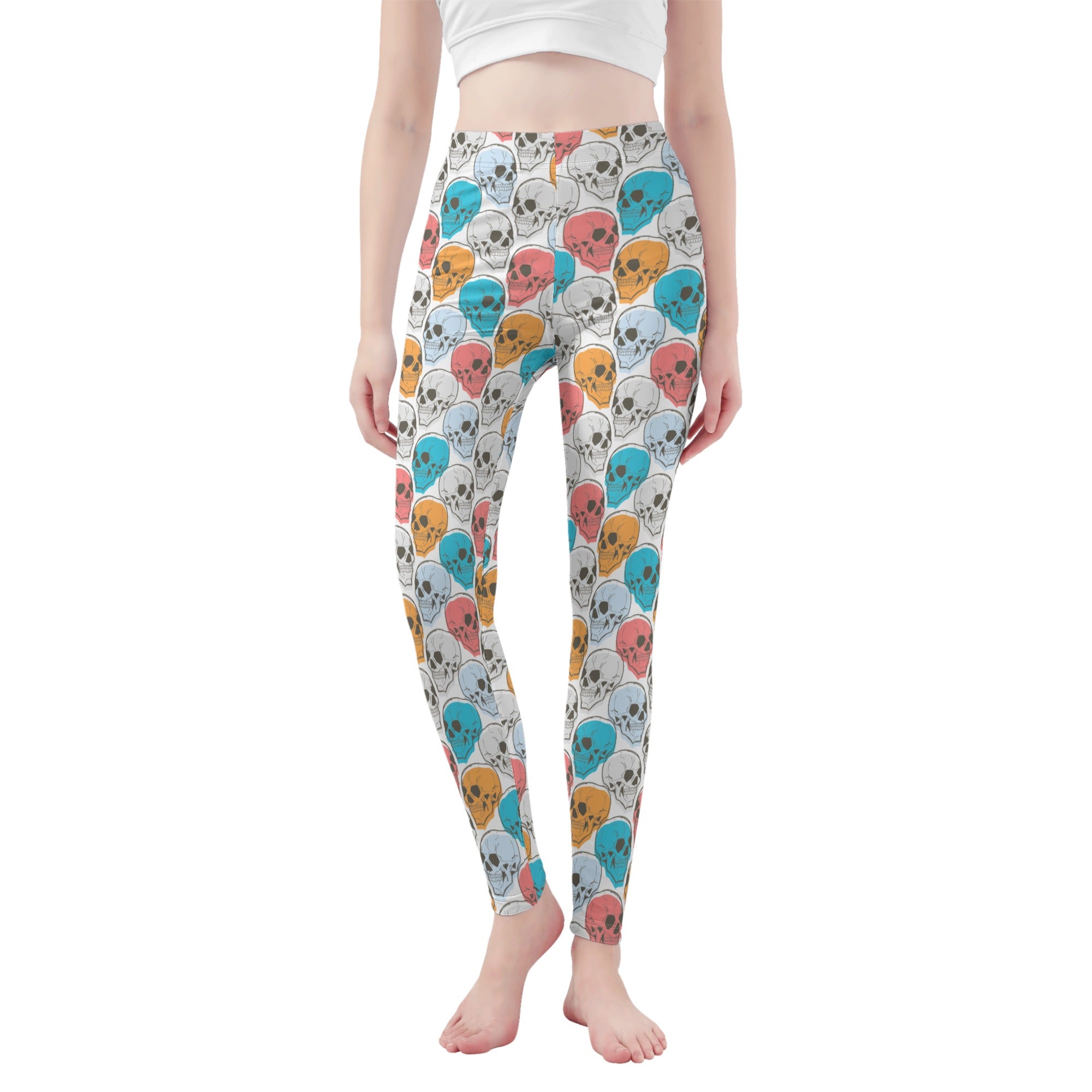 Gothic Colored Skull Print Leggings for Women - Trendy Halloween & Punk Rock Fashion Outfits