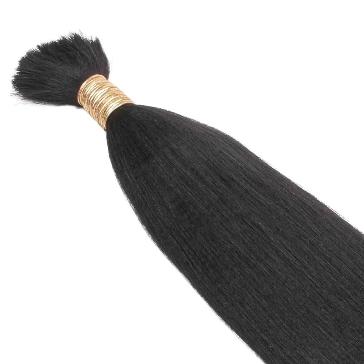 100% Human Yaki Straight Bulk Braiding Hair - Natural Look for Box Braids, Cornrows & Protective Styles | Soft & Tangle-Free for Easy Styling