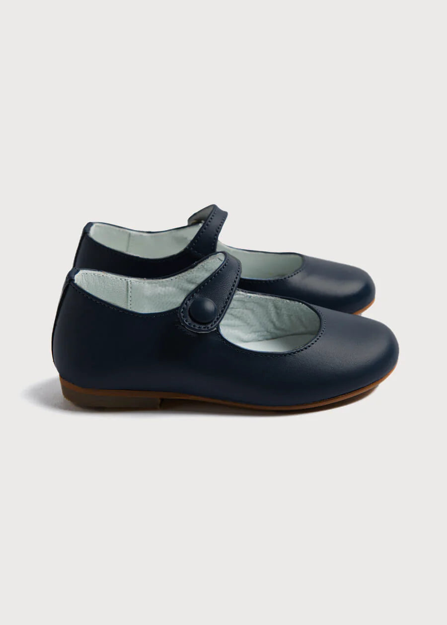 Navy Blue Leather Mary Jane Shoes for Women - Comfortable & Stylish (Size 24-35 EU) - Perfect for Work, Weddings & Everyday Wear